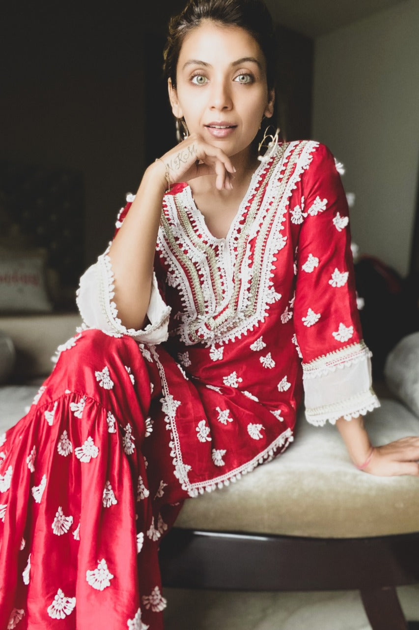 Jubilee Cupro Satin Kurta Set