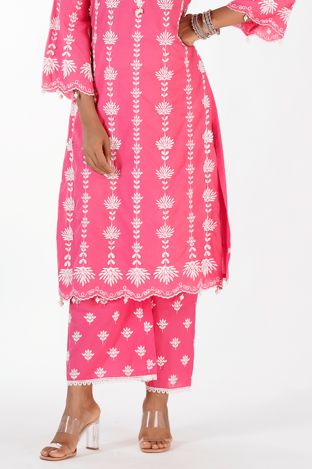 Mulmul Supima Cotton Zaira Fuchsia Palazzo