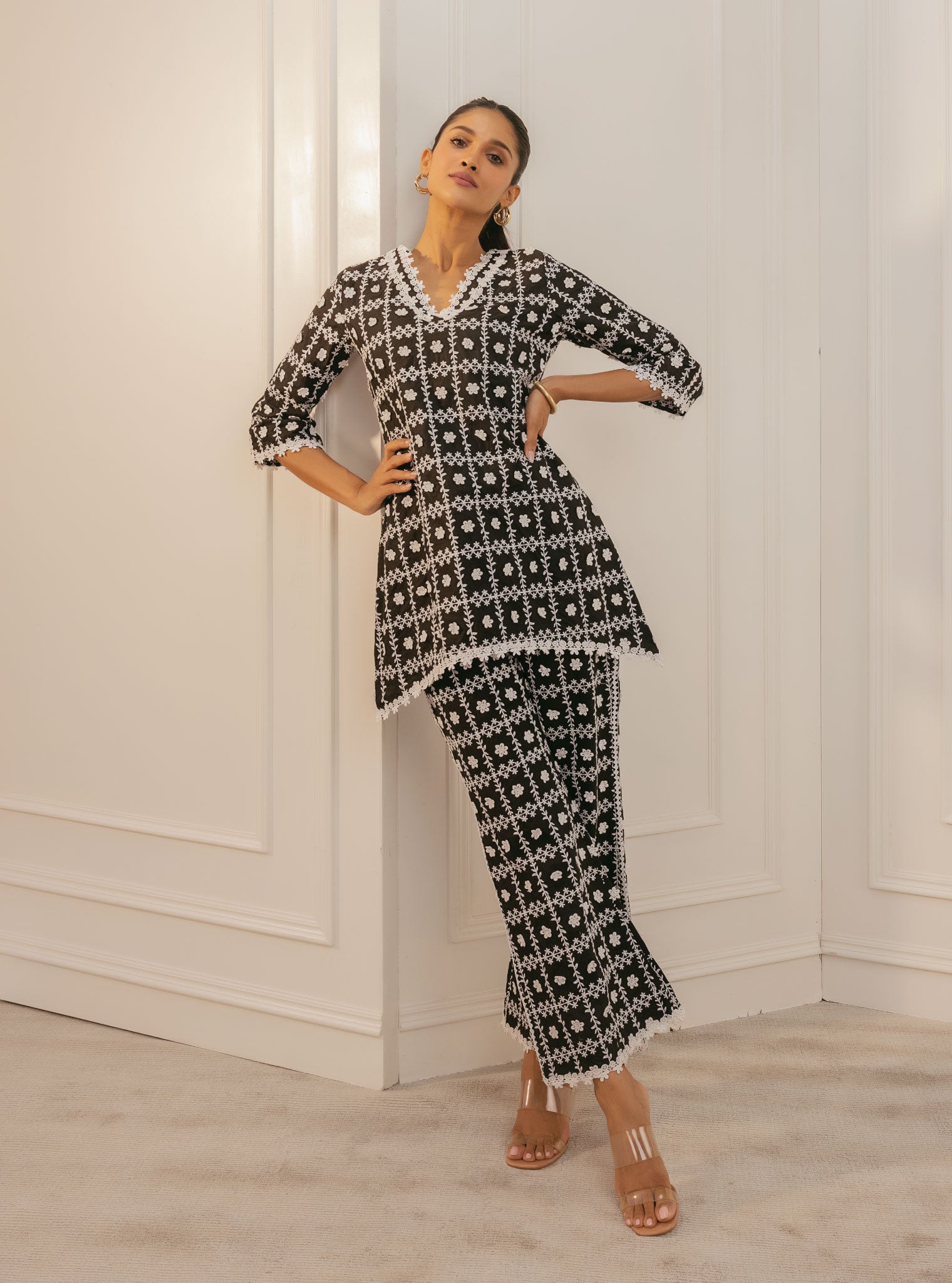 Cove Supima Cotton Black Top with Pant Set