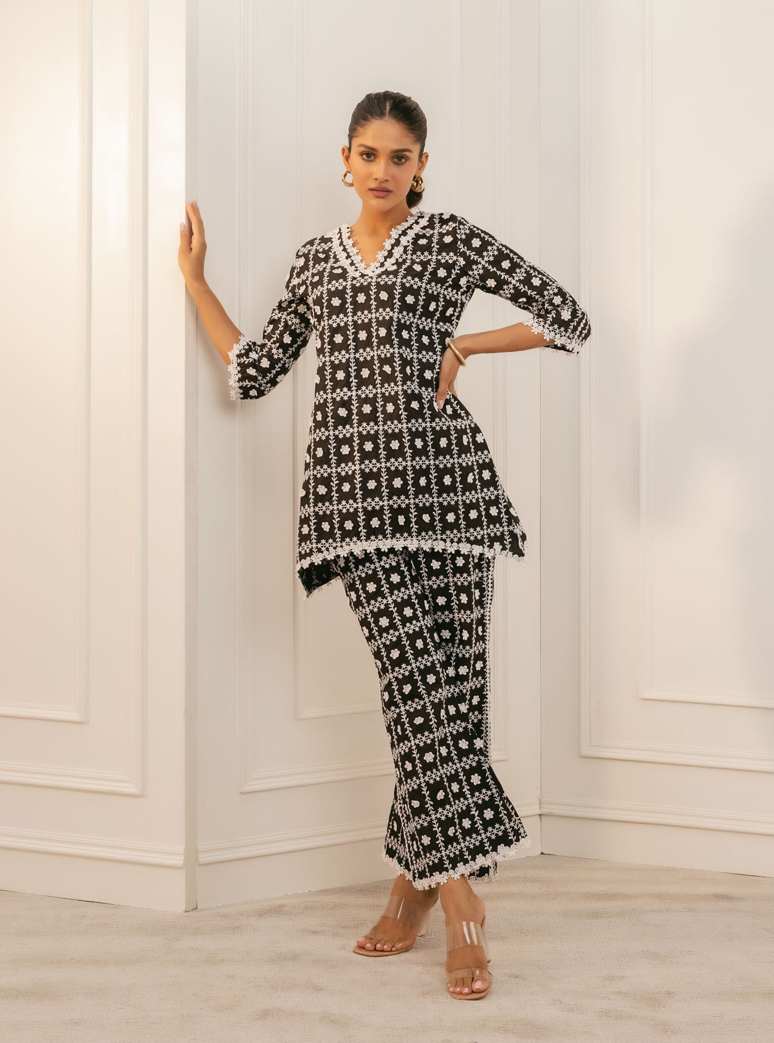 Cove Supima Cotton Black Top with Pant Set