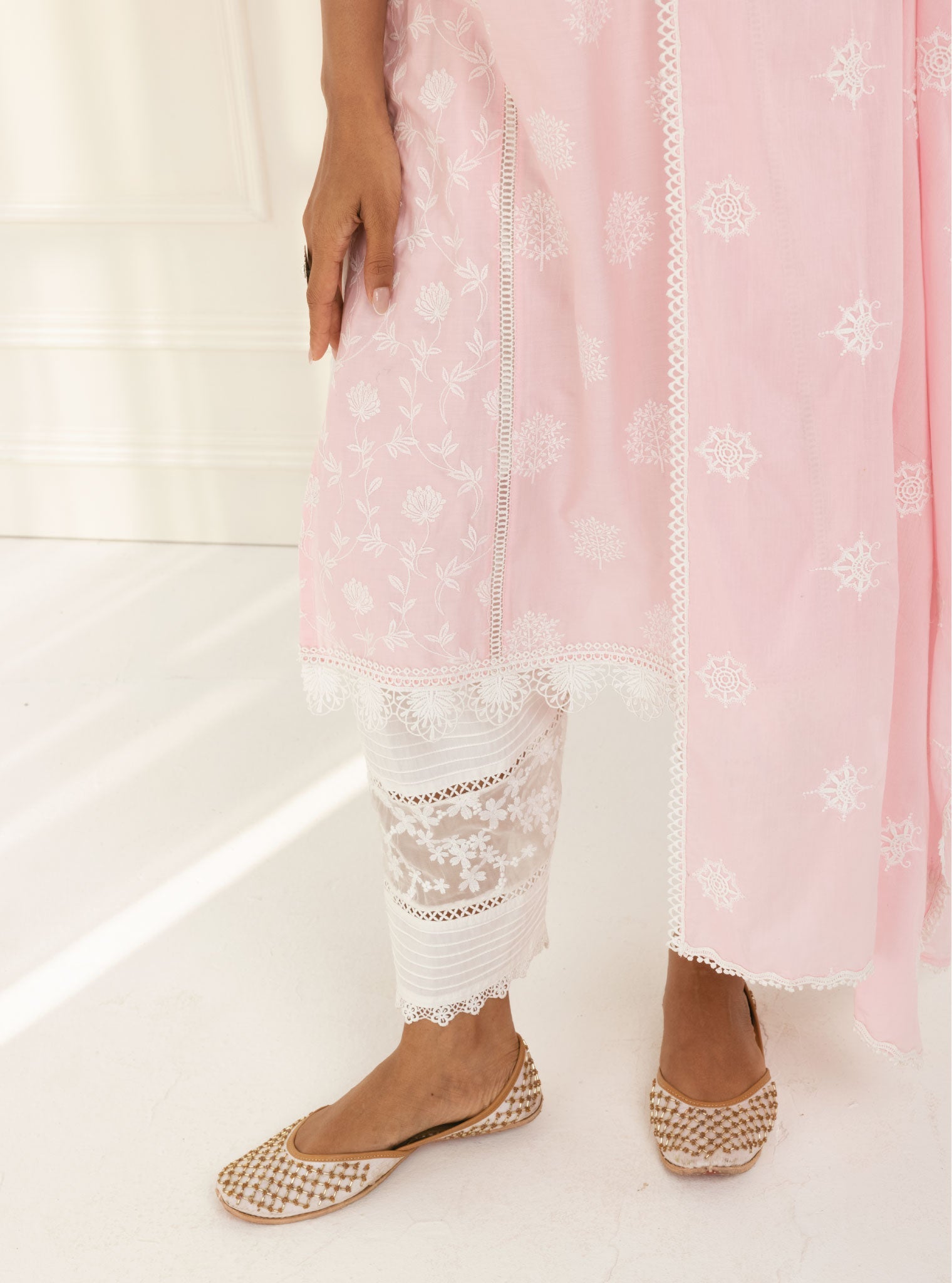 Mulmul Supima Cotton Kannur Pink Kurta