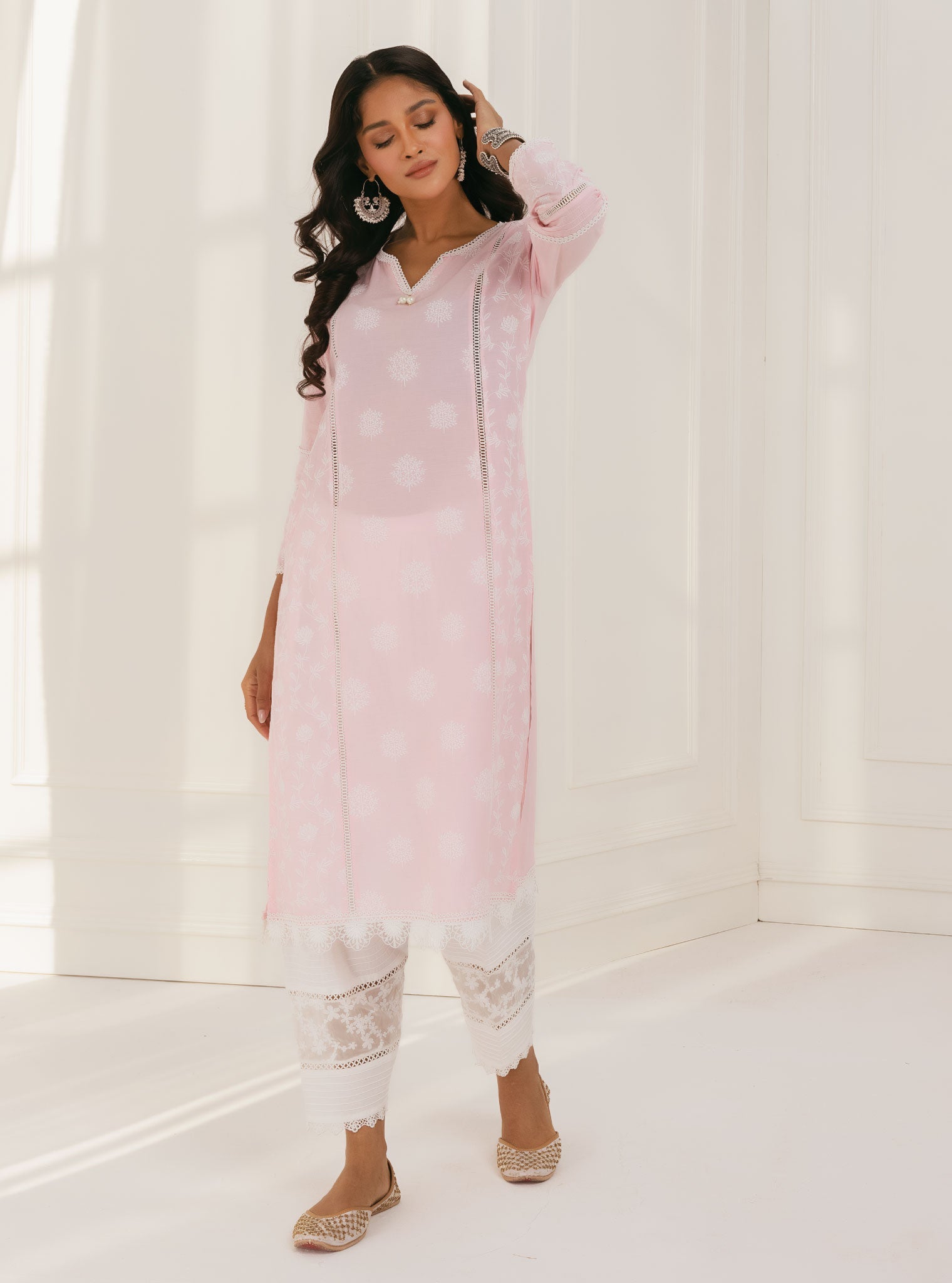 Mulmul Supima Cotton Kannur Pink Kurta
