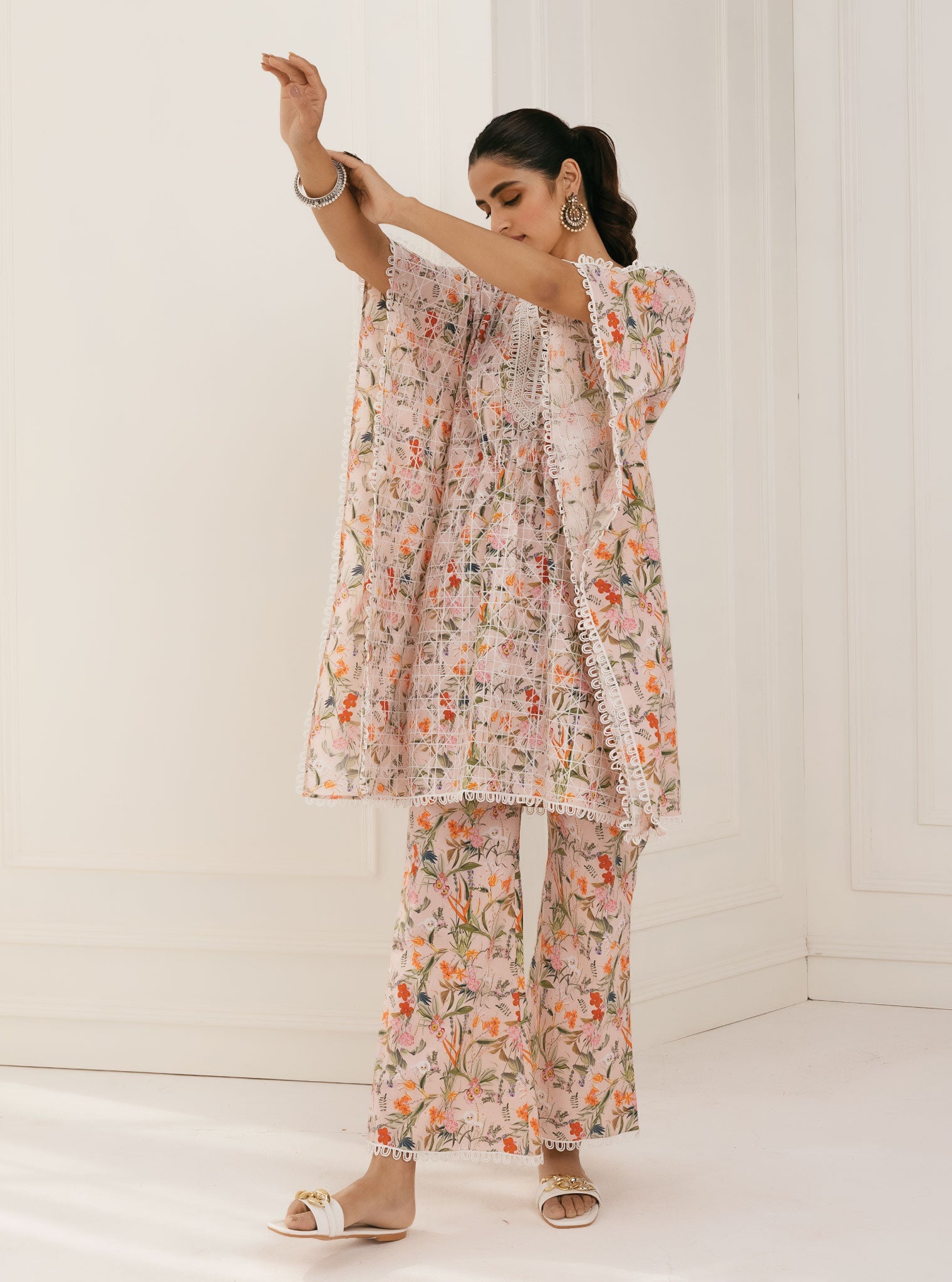 Keoni Supima Cotton Pink Kaftan With Keoni Pink Pant