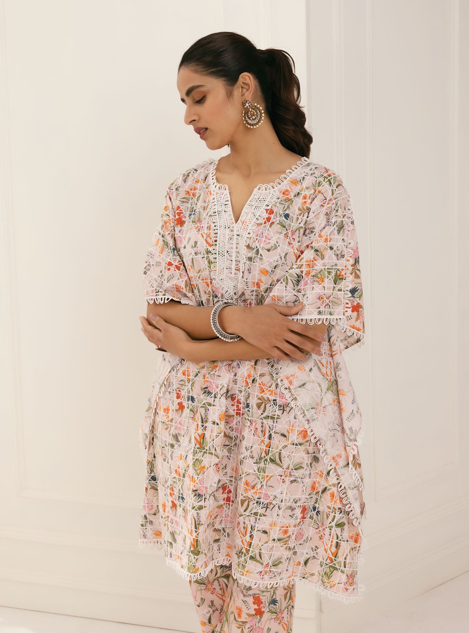 Keoni Supima Cotton Pink Kaftan With Keoni Pink Pant