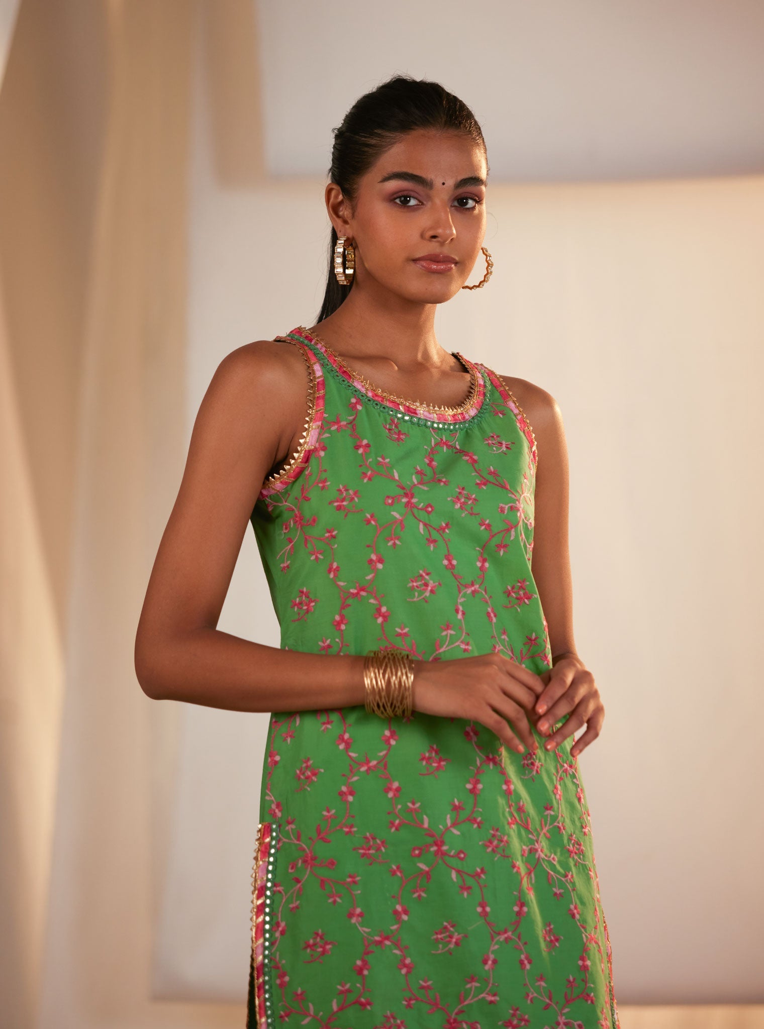 Makayla Supima Cotton Green Sharara Set