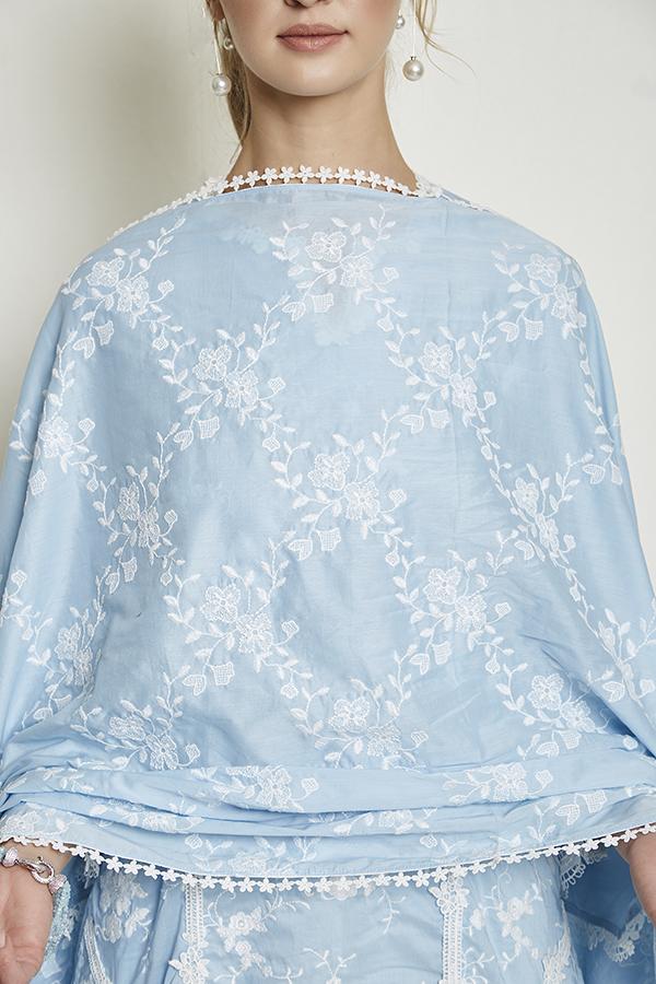 Holly Kurta Light Blue and Multi Lace pyajamas