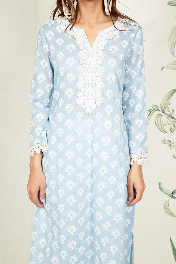 Holly Kurta Light Blue and Multi Lace pyajamas