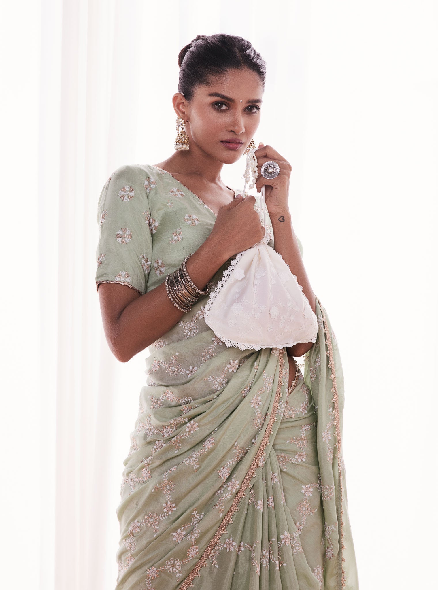 Pelling Japanese Silk Green Saree