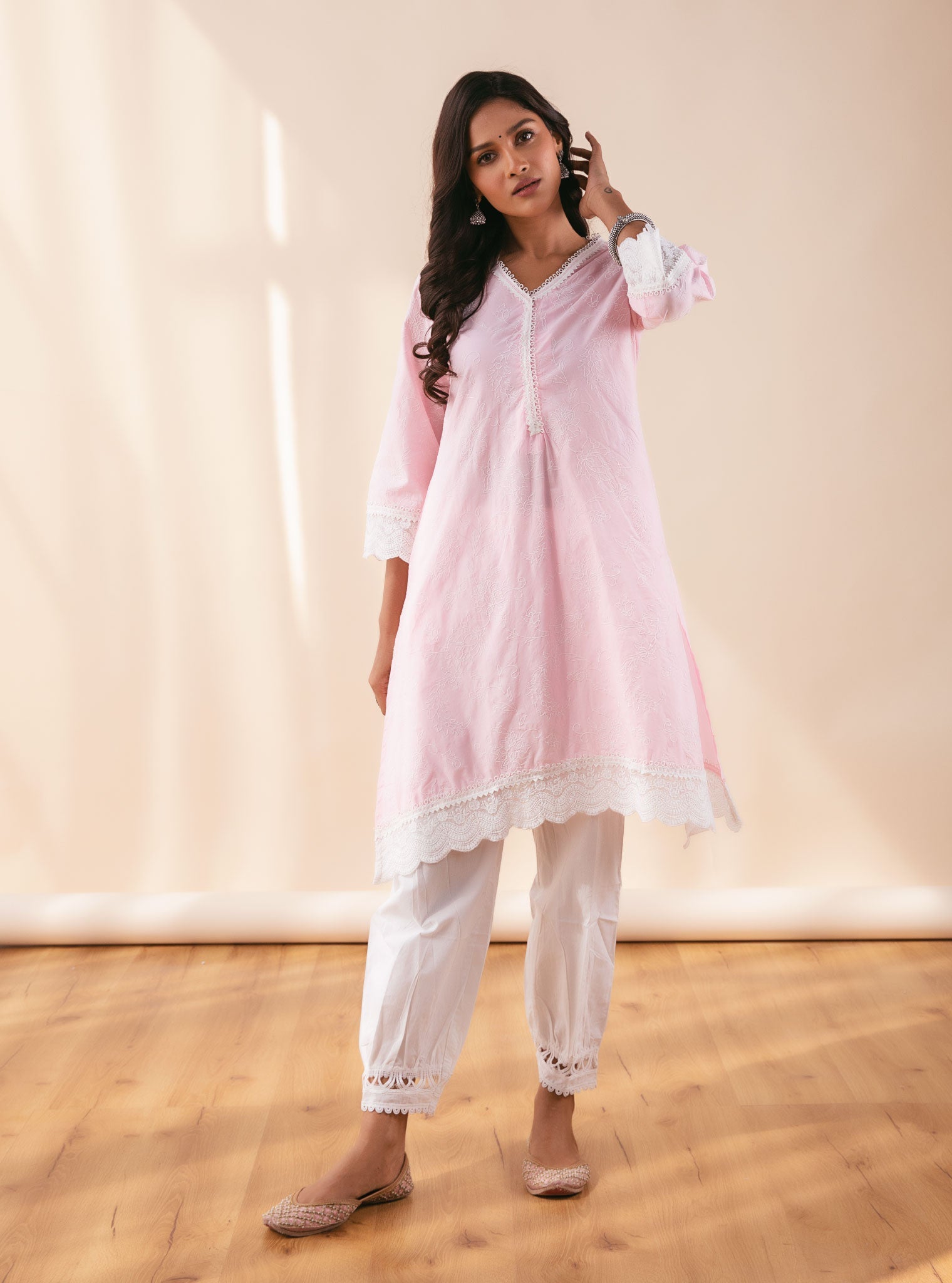 Mulmul Supima Cotton Pixie Pink Kurta