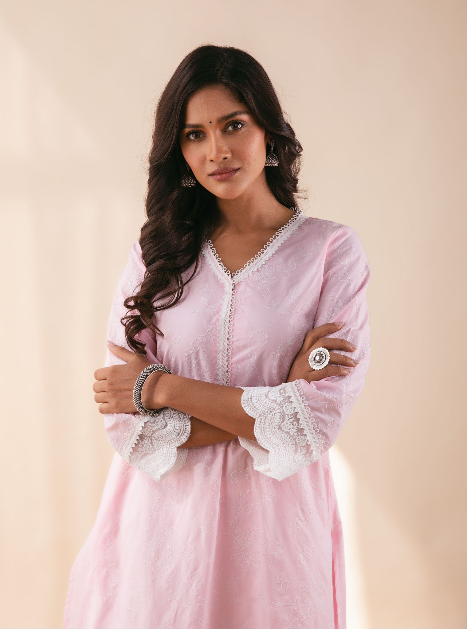 Mulmul Supima Cotton Pixie Pink Kurta