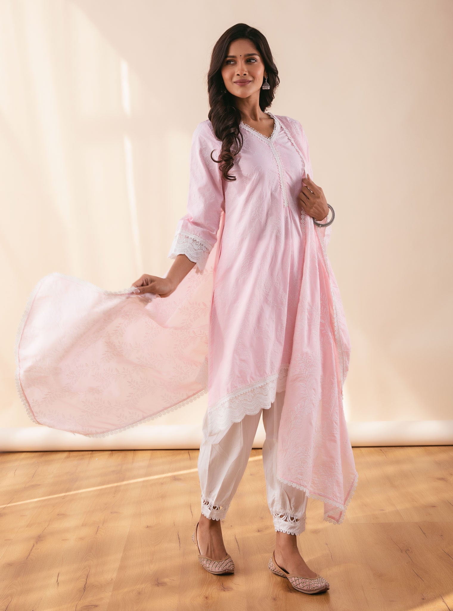 Mulmul Supima Cotton Pixie Pink Kurta