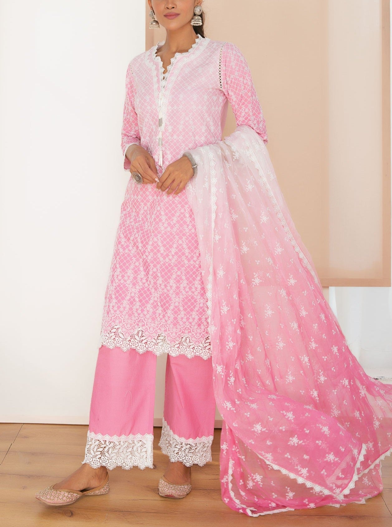 Venna Supima Cotton Pink Kurta Set