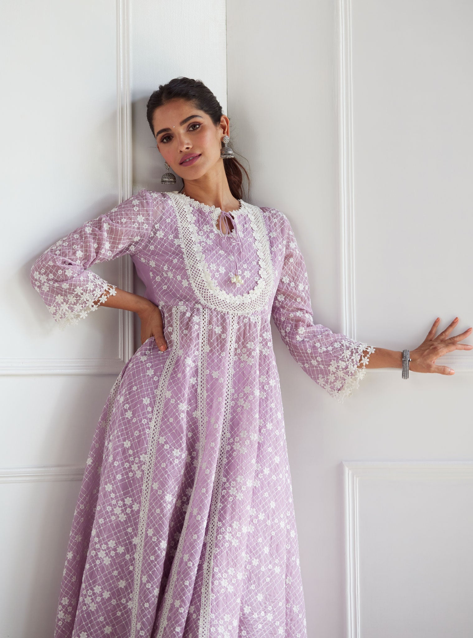 Zola Organza Lilac Anarkali Set