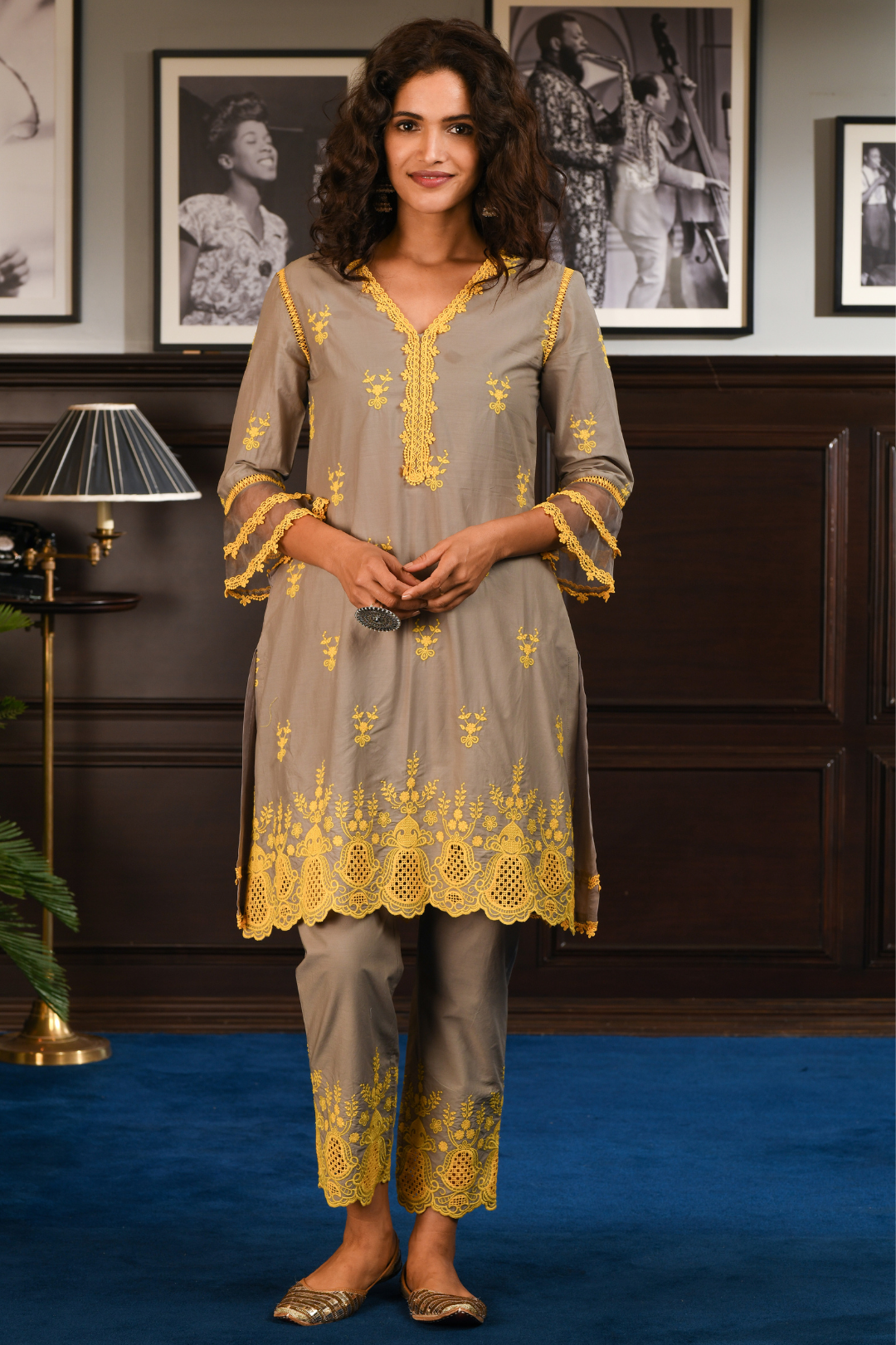 Mulmul Cotton Bliss Kurta With Bliss Pants