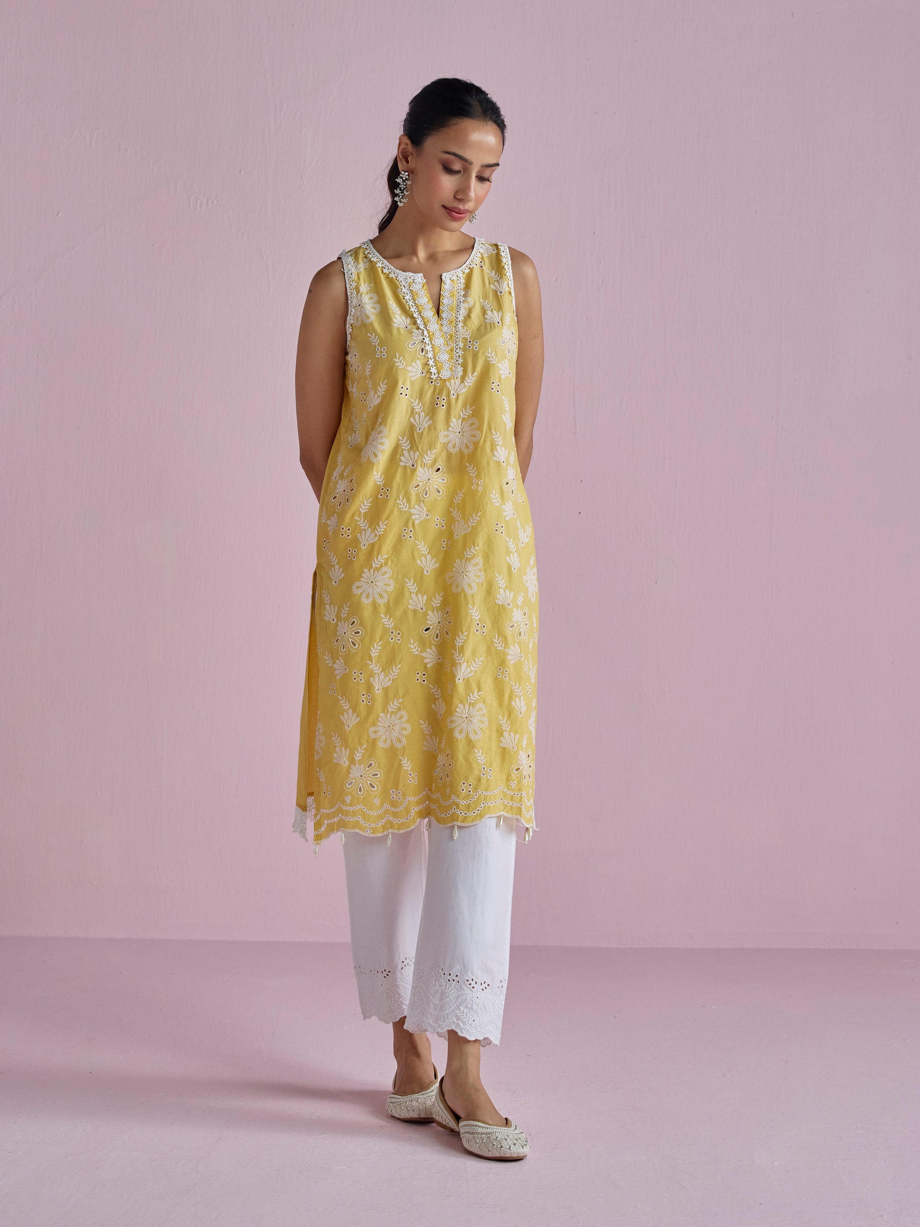 Neel Supima Cotton Yellow Kurta Set