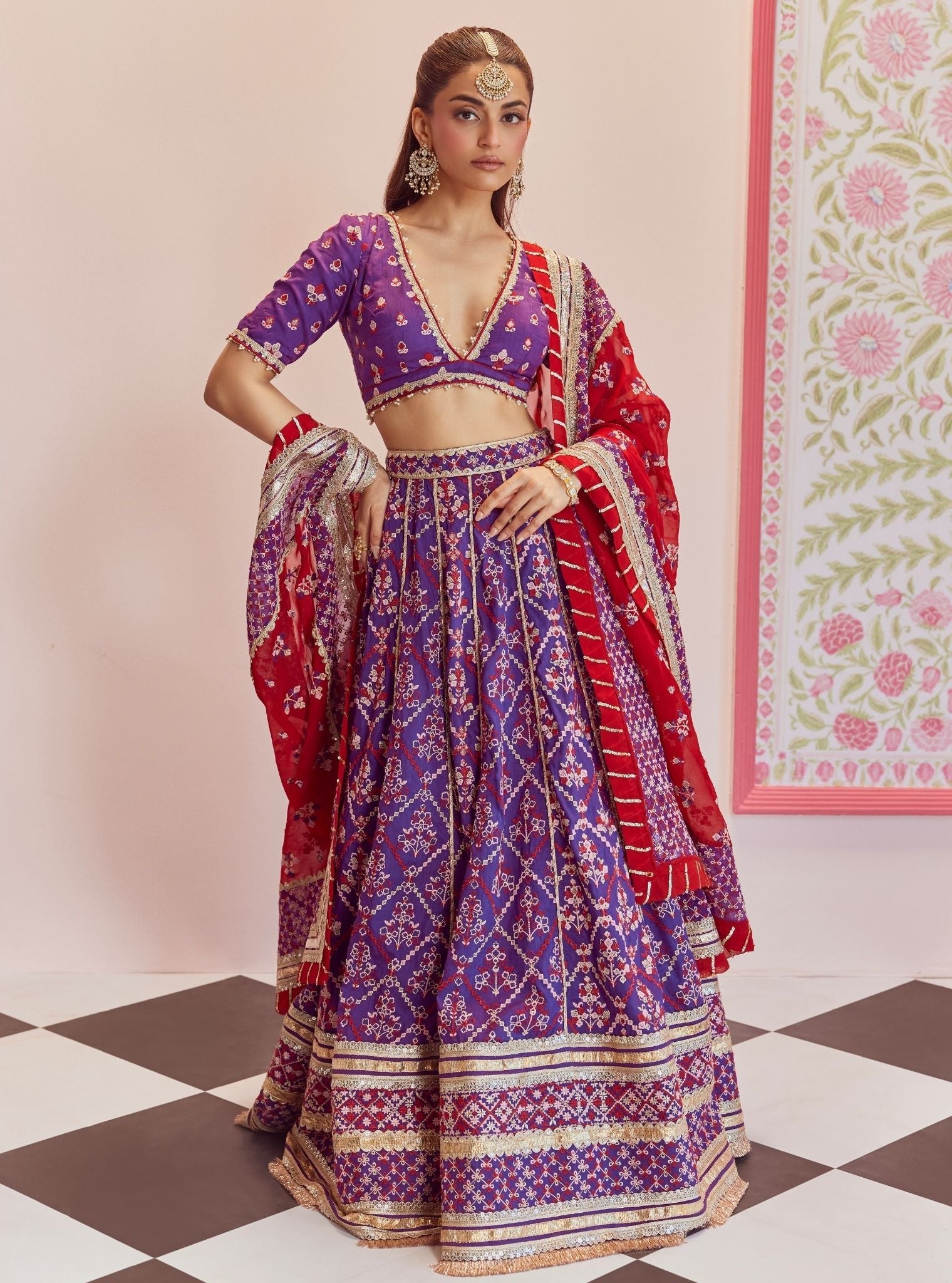 Anton Bemberg Silk Purple Lehenga