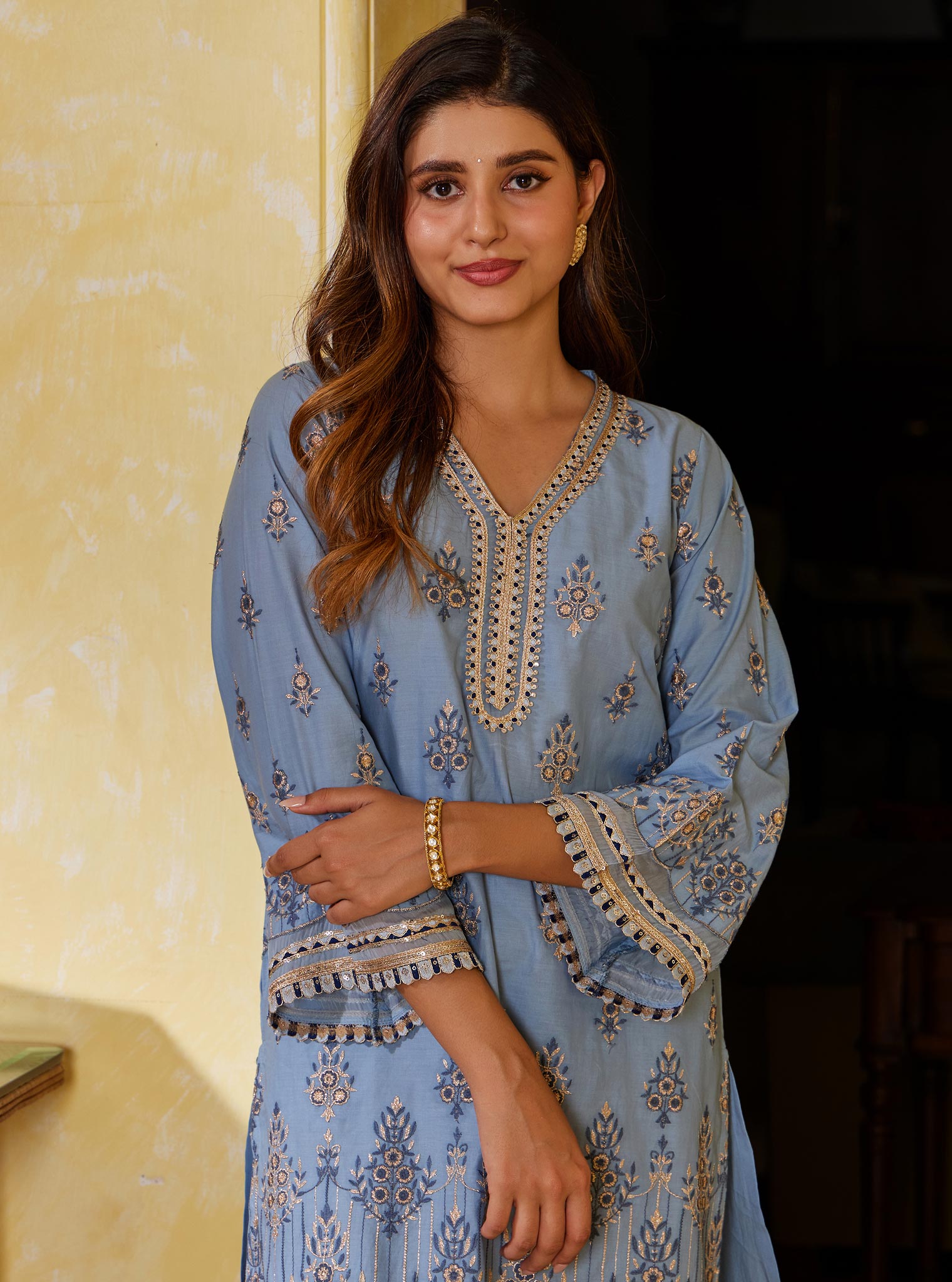 Mulmul Supima Cotton Amaltas Dark Blue Kurta