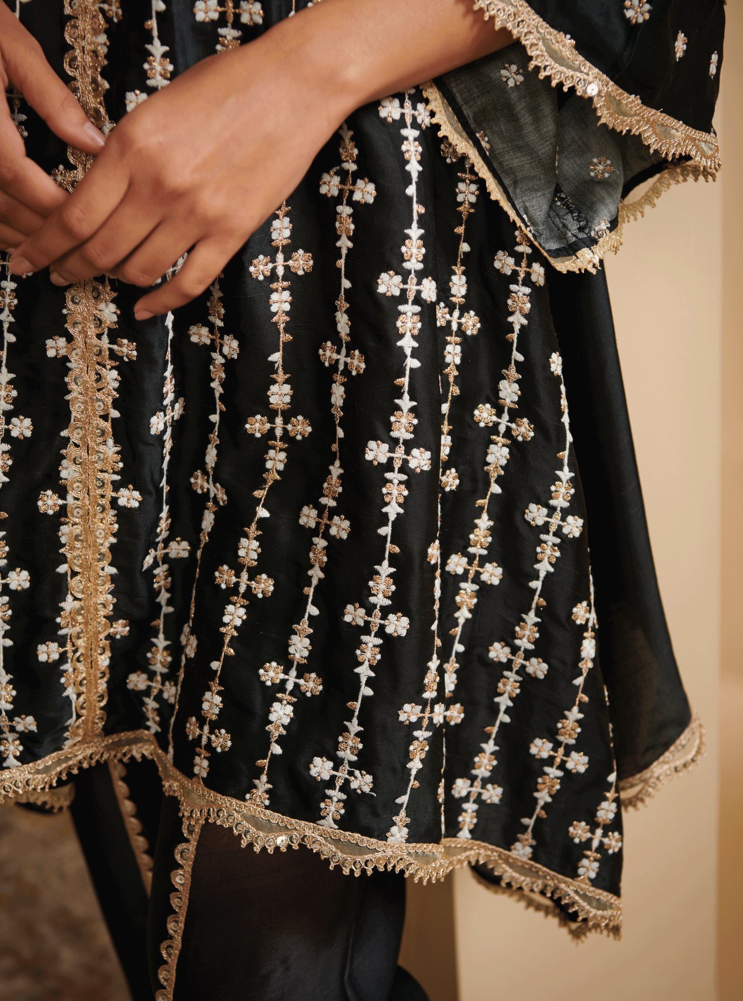 Inara Cupro Silk Black Kurta Set