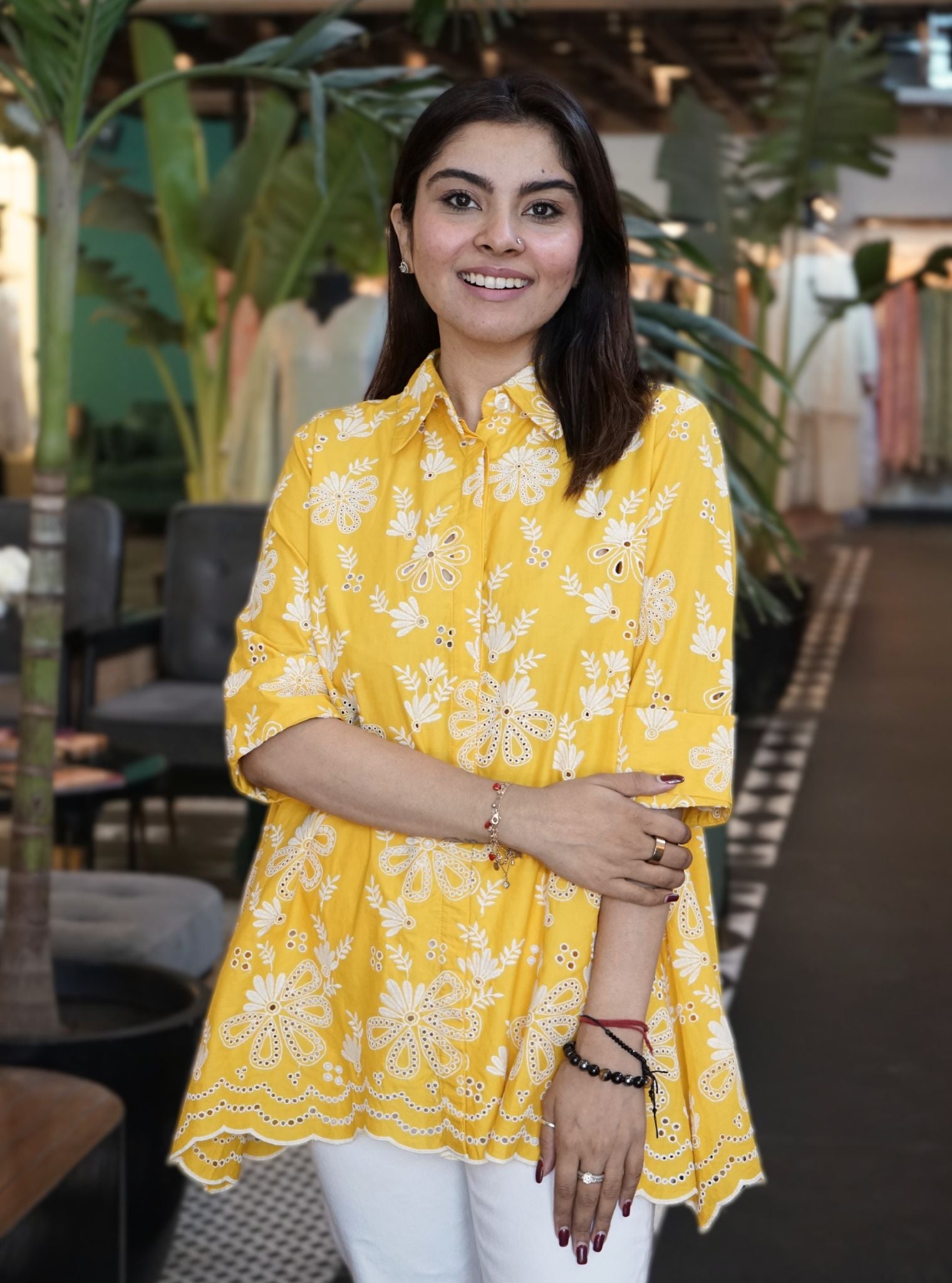 Mulmul Iconic Cotton Chiara Yellow Shirt