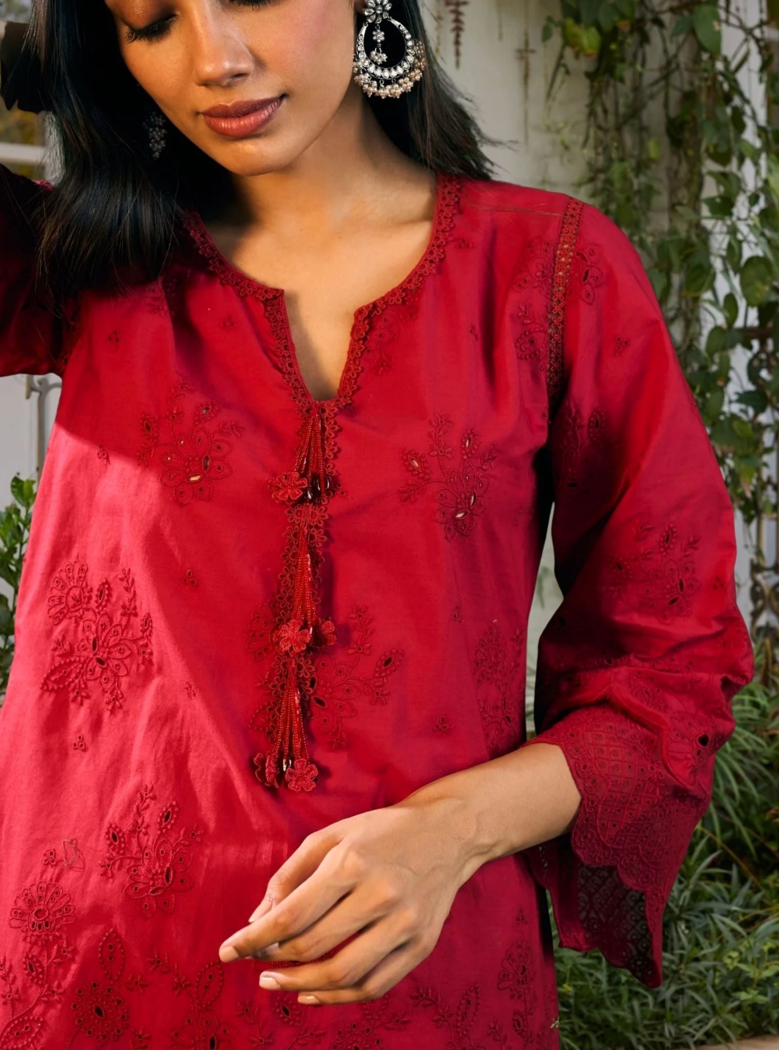 Riva Supima Cotton Red Kurta Set