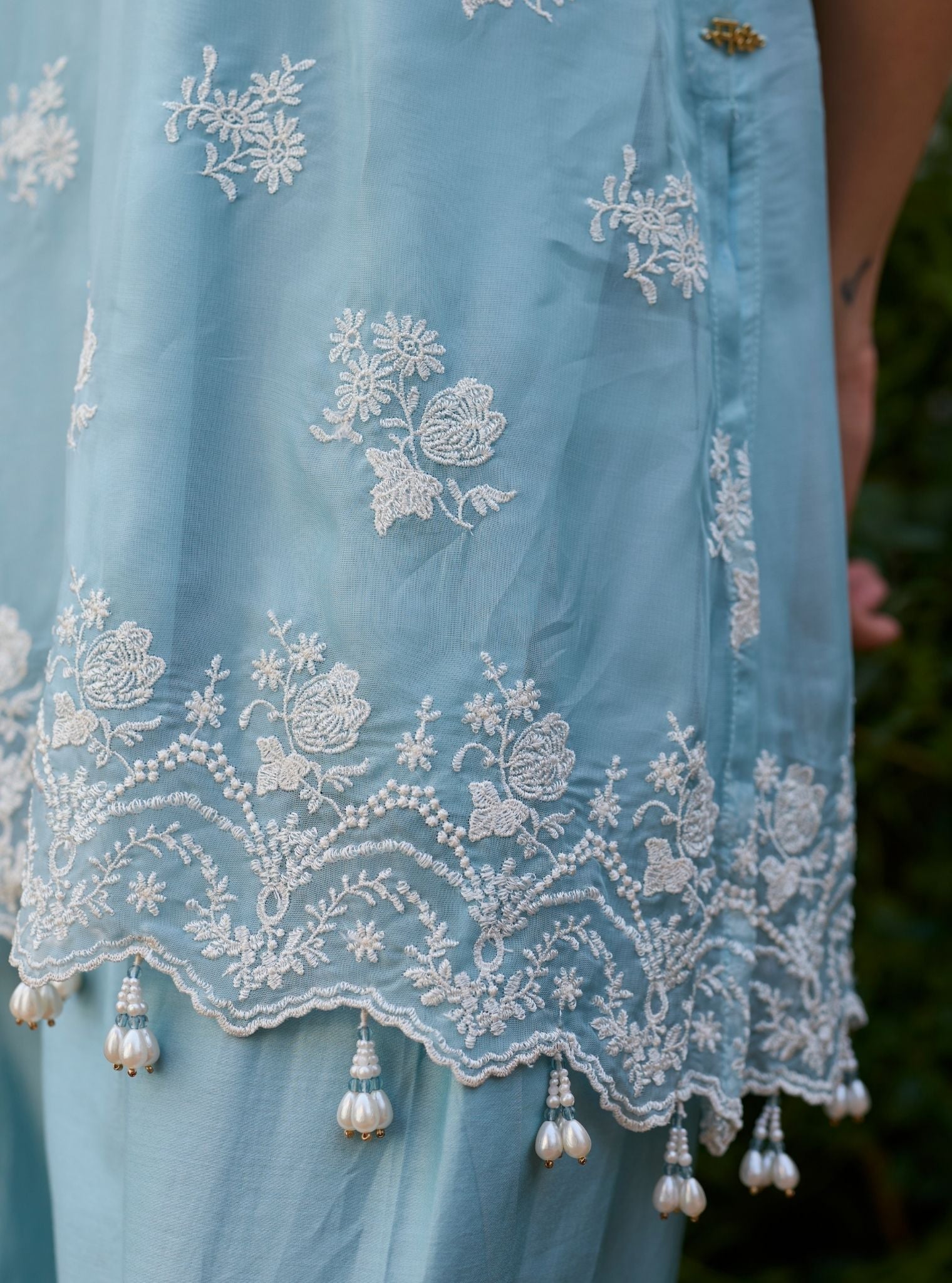 Tiki Organza Light Blue Kurta Set