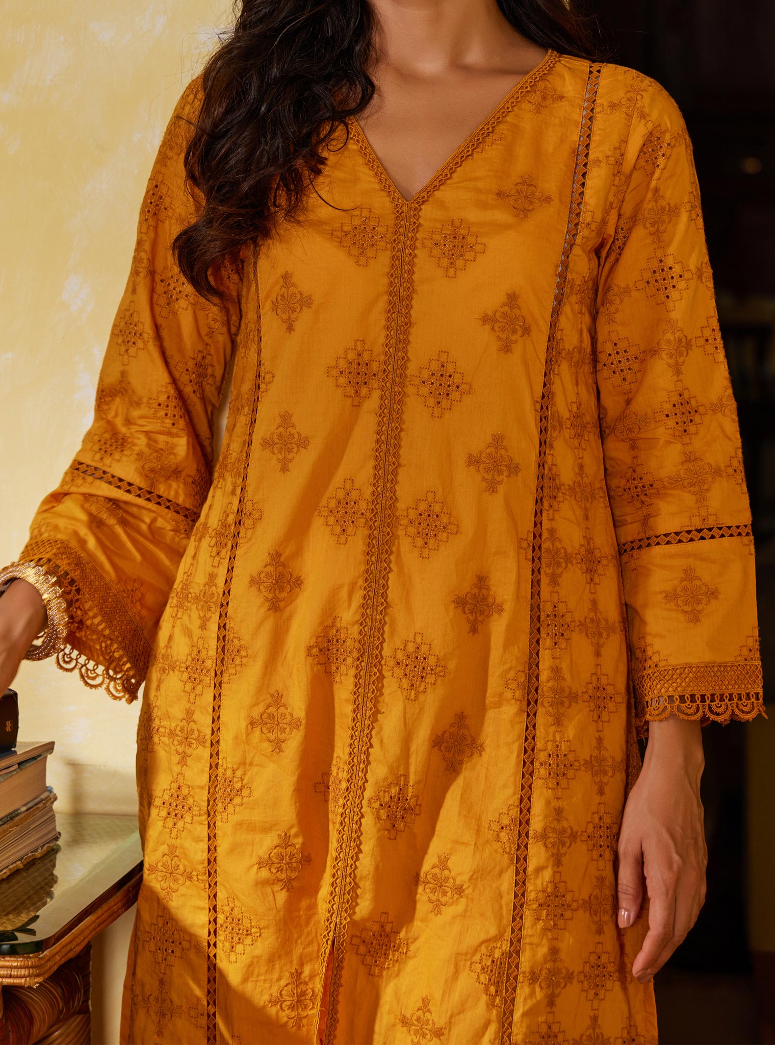 Mulmul Supima Cotton Seher Orange Kurta