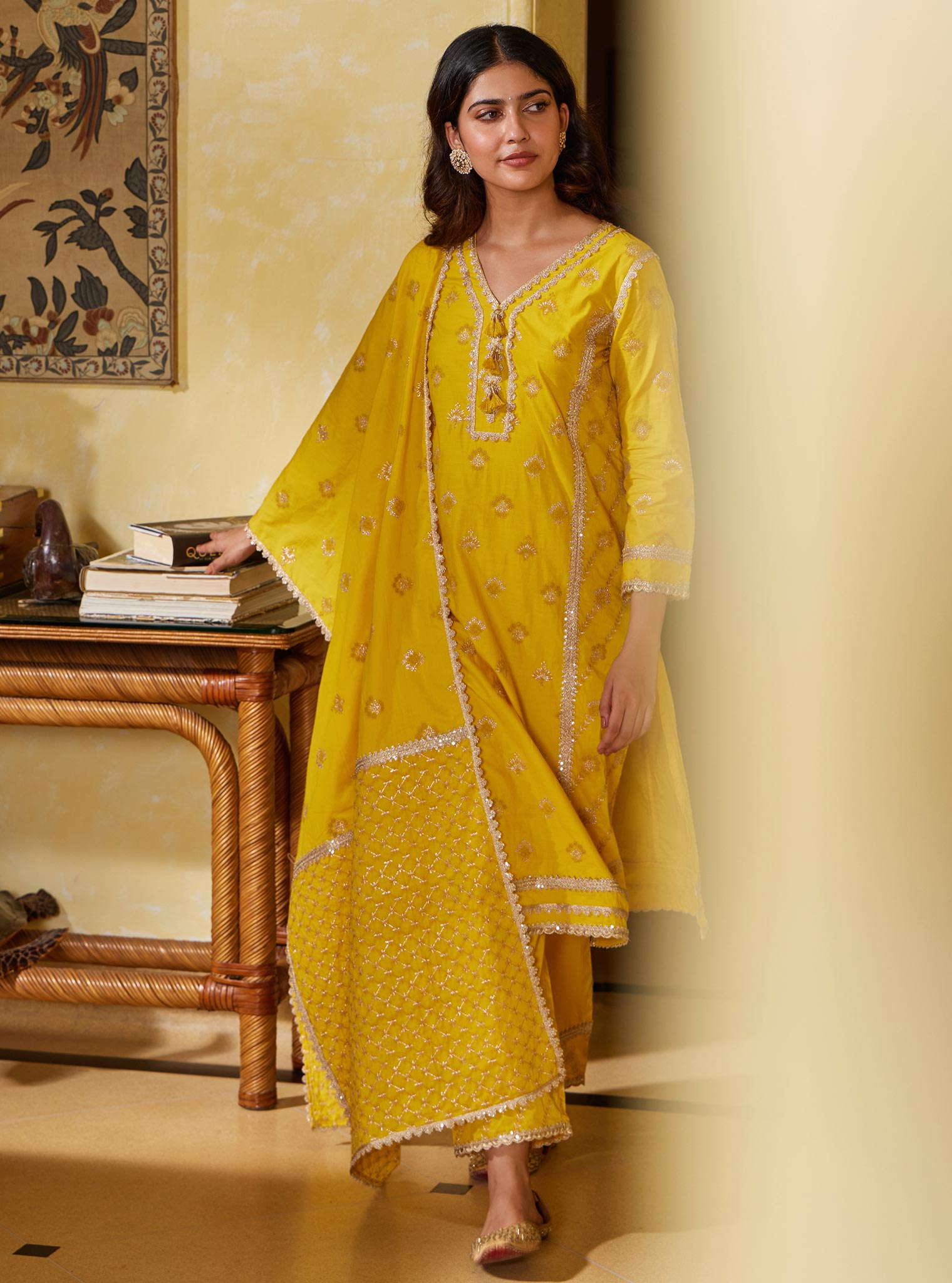 Mulmul Kasturi Yellow Dupatta