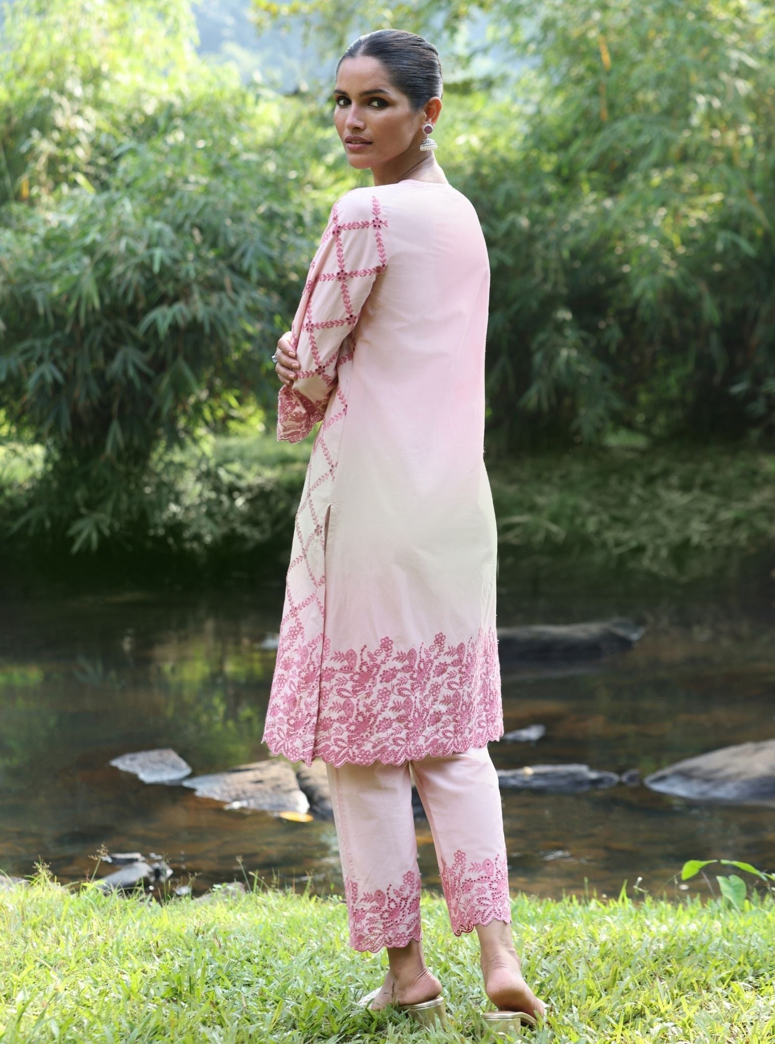 Eesvari Supima Cotton Light Pink Kurta Set