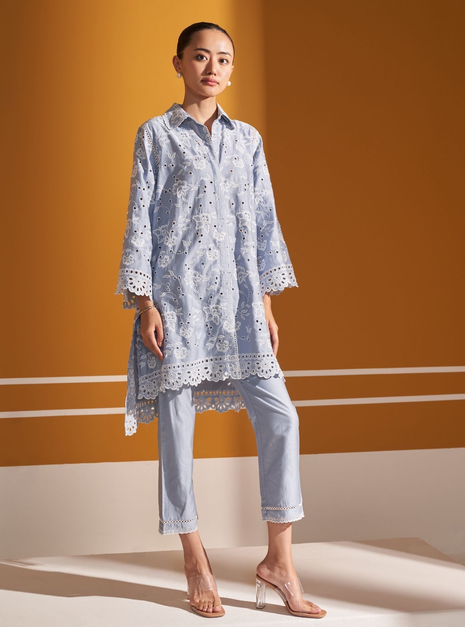Victoria Pima Satin Blue Co-ord Set
