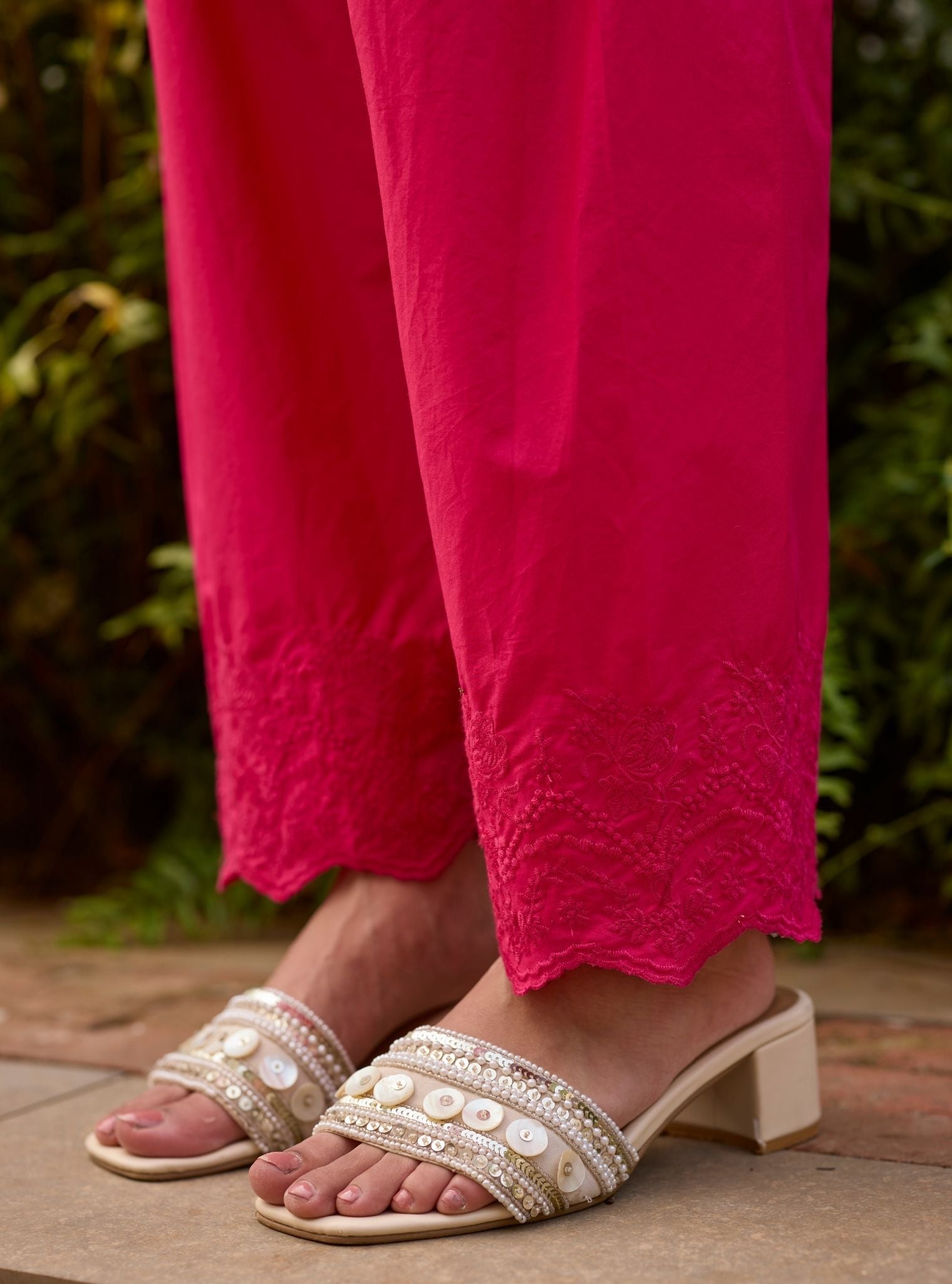 Tiki Organza Fuchsia Kurta Set