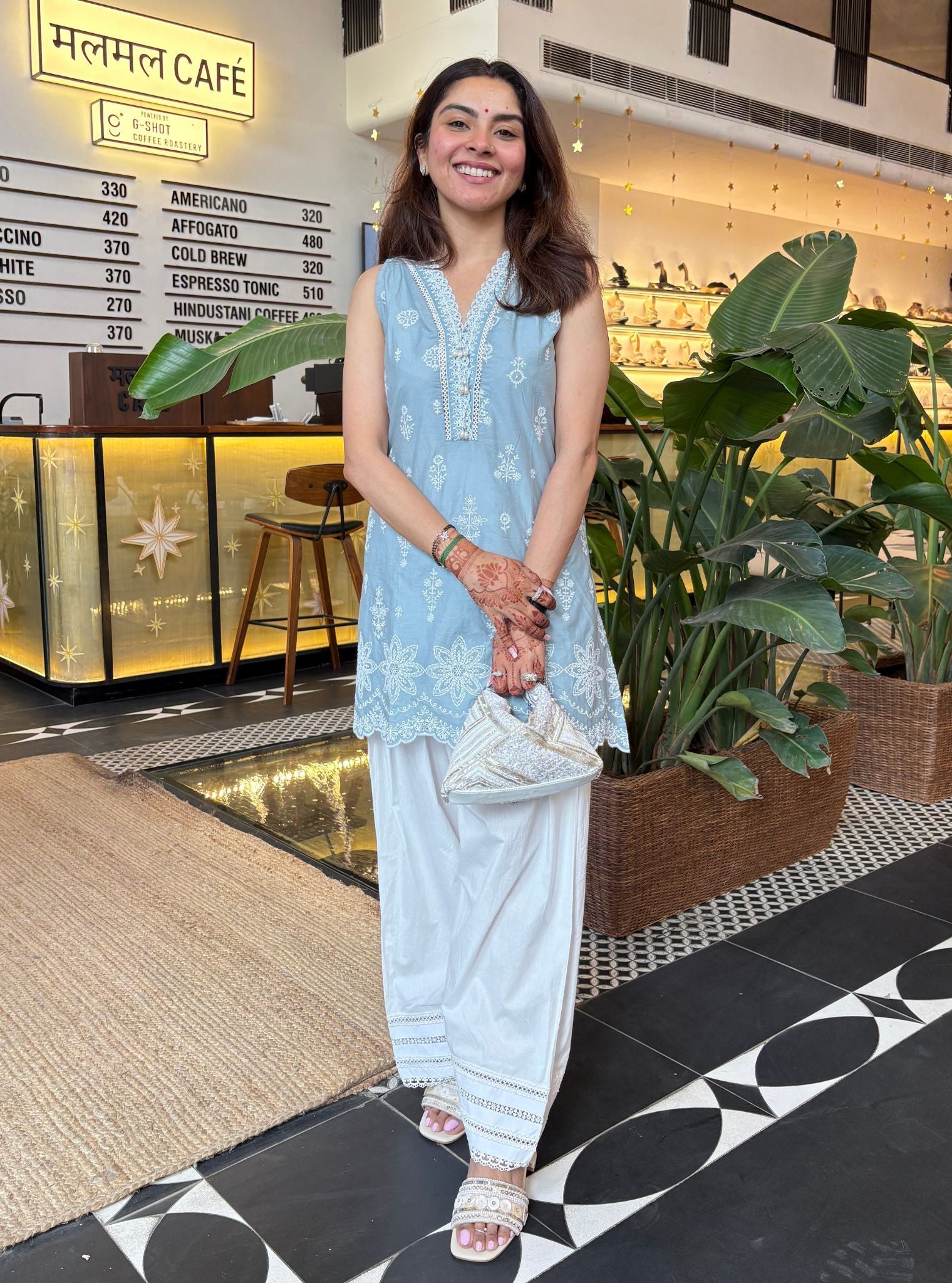 Zoa Supima Cotton Blue Kurta Set
