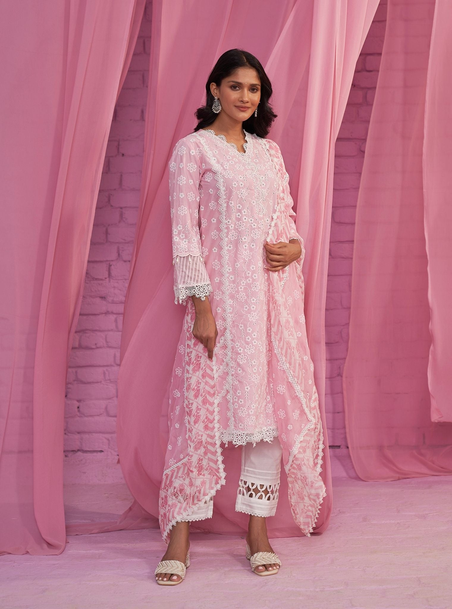 Mulmul Cotton Adhira Pink Kurta