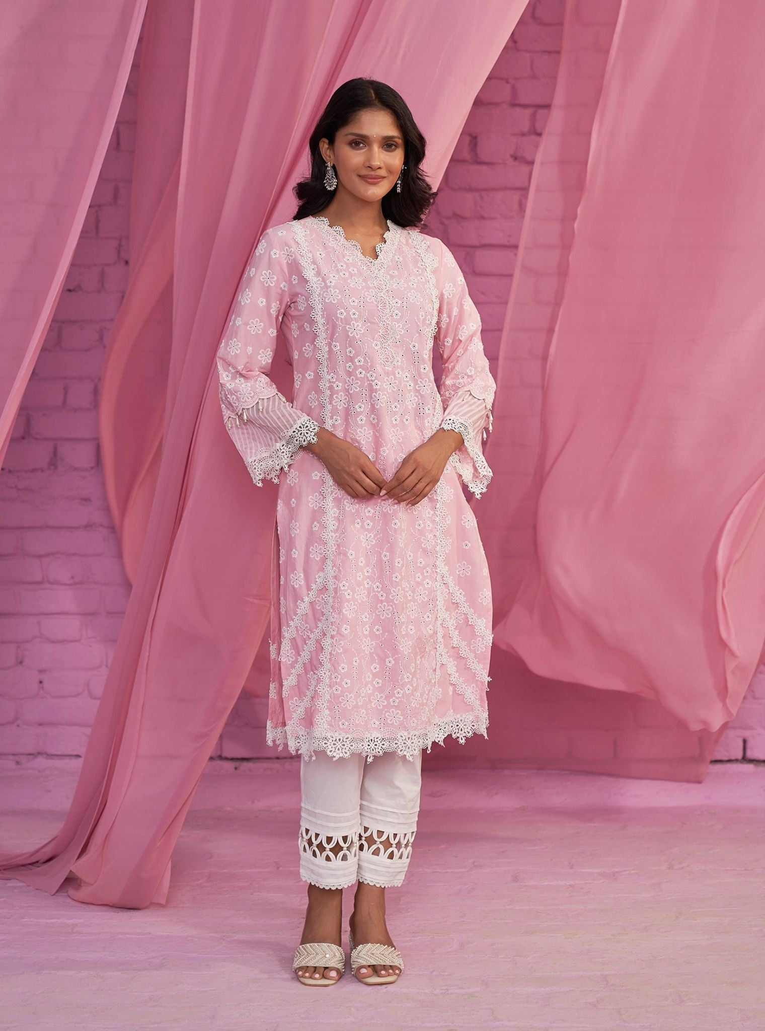 Mulmul Supima Cotton Adhira Pink Kurta