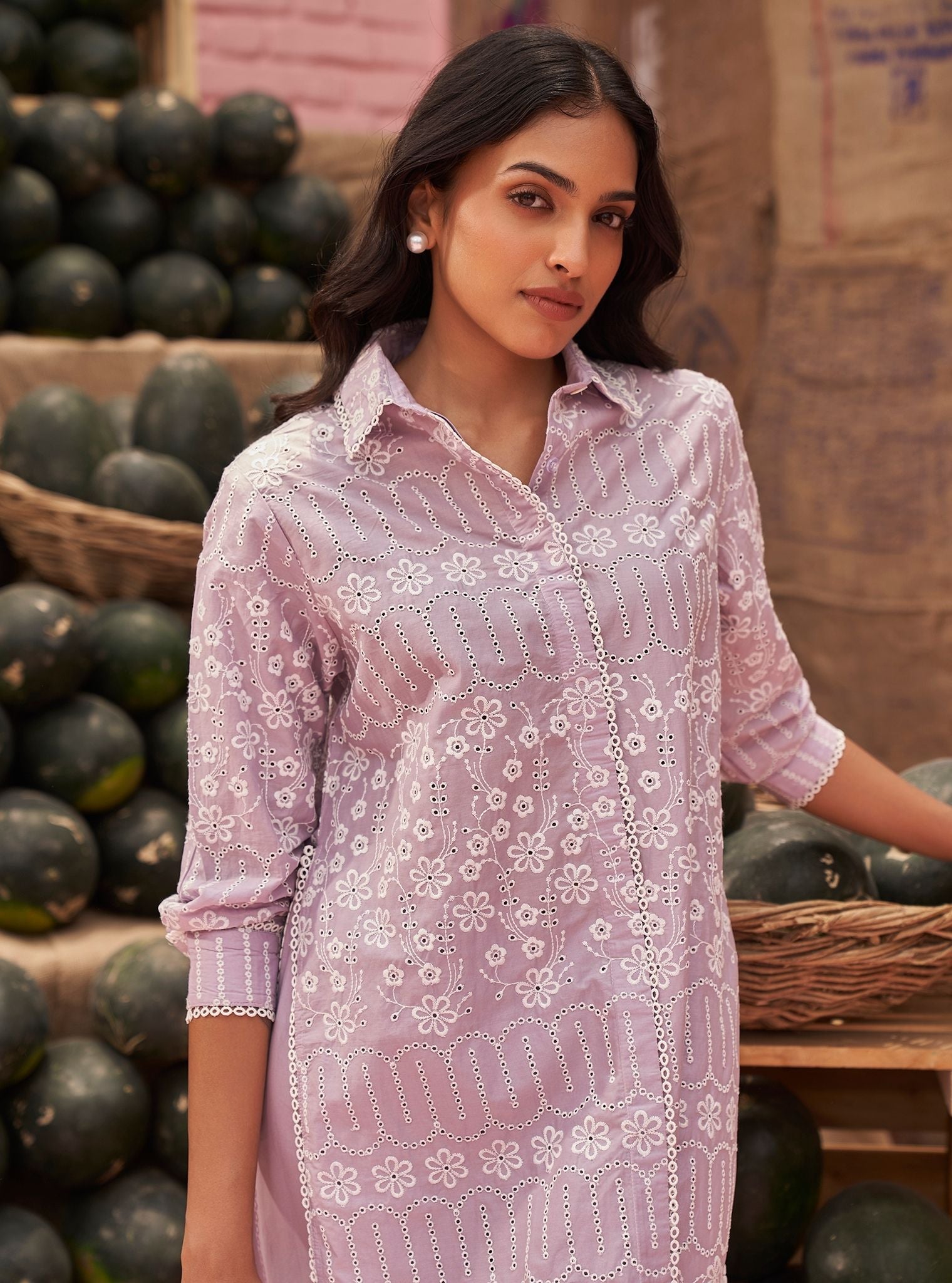 Heli Supima Cotton Lilac Long Kurta