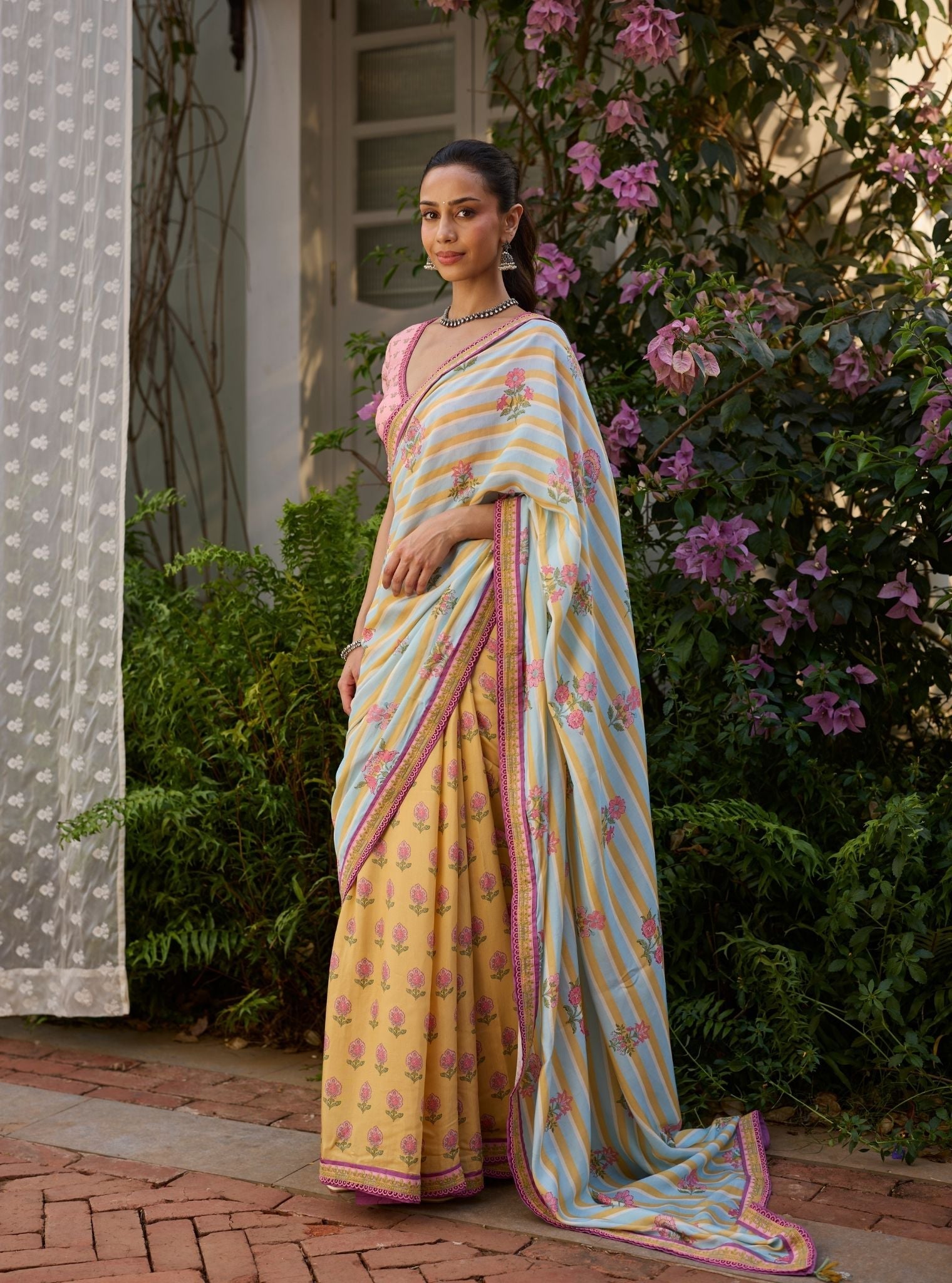 Rava Lawn Printed Yellow Saree