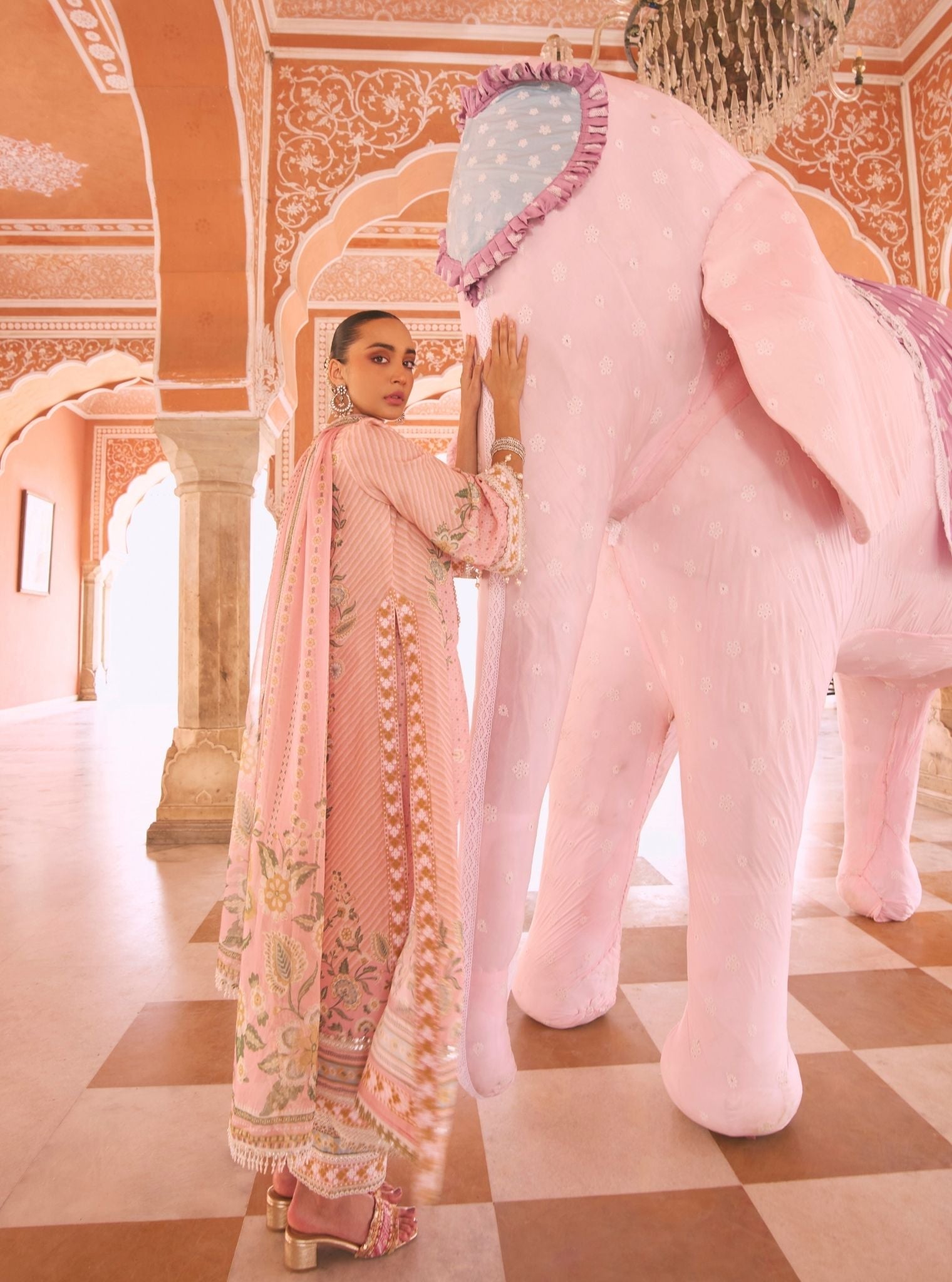 Mulmul Organza Printed Olisha Pink Dupatta