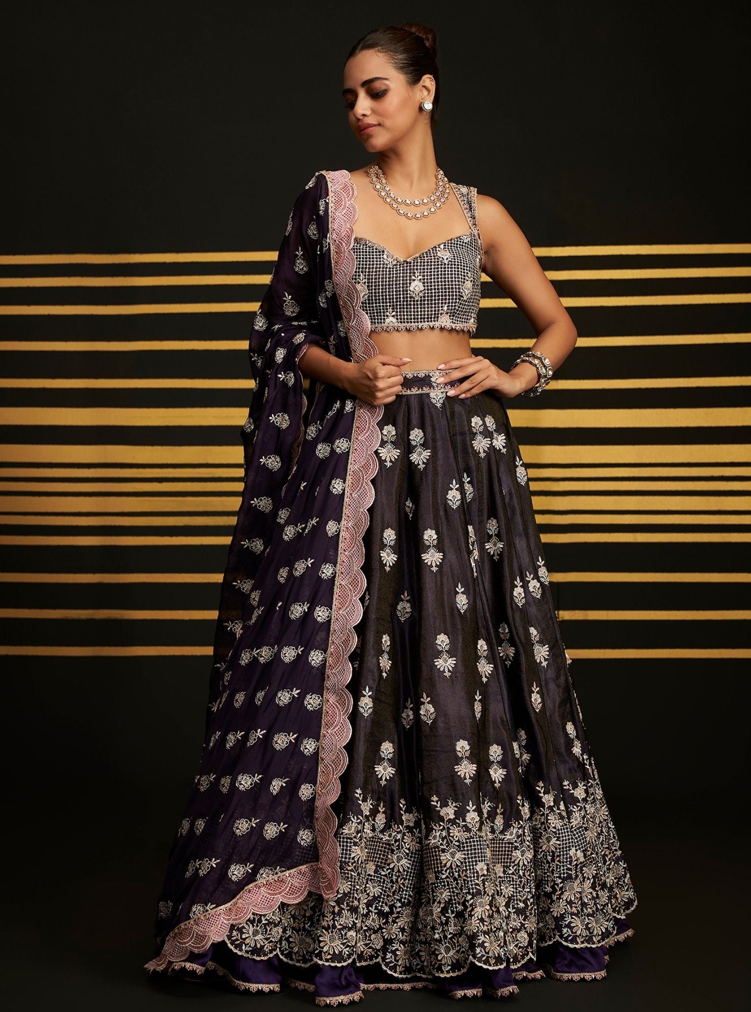 Mulmul Organza Sathi Purple Dupatta