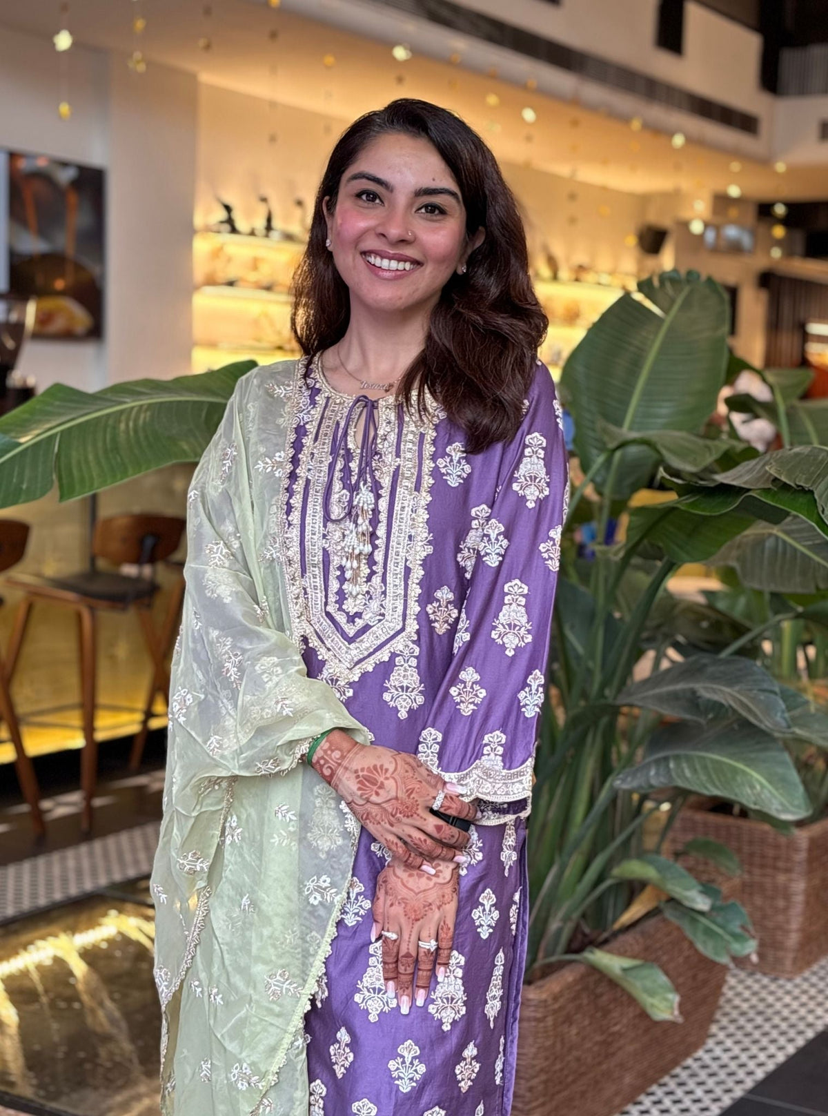Intira Pima Satin Voilet Kurta Set