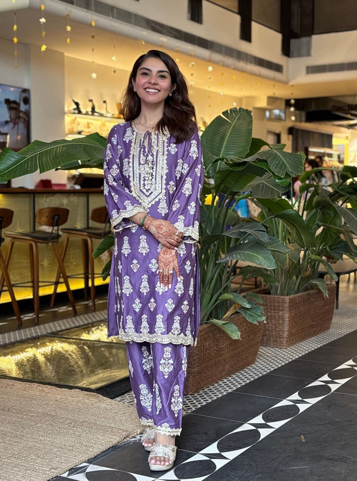 Intira Pima Satin Voilet Kurta Set