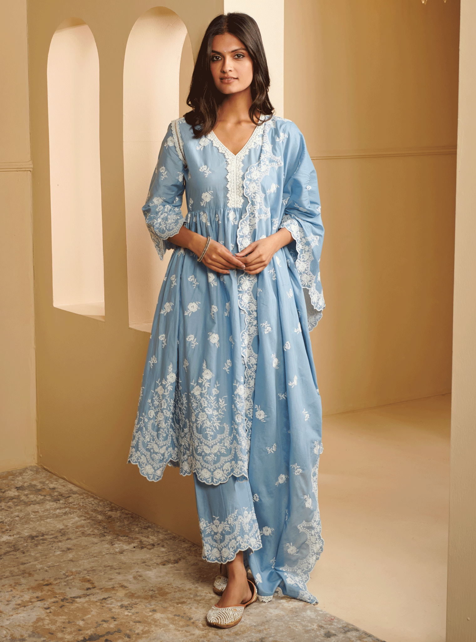 Mulmul Supima Cotton Sirsi Blue Dupatta