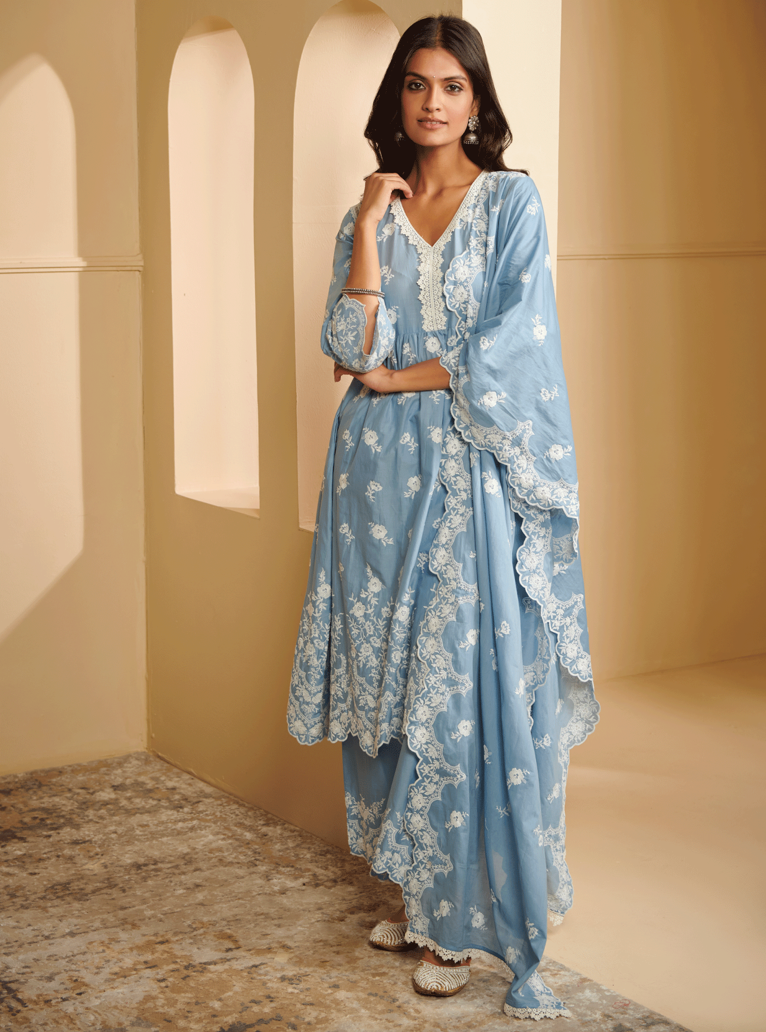 Mulmul Supima Cotton Sirsi Blue Dupatta