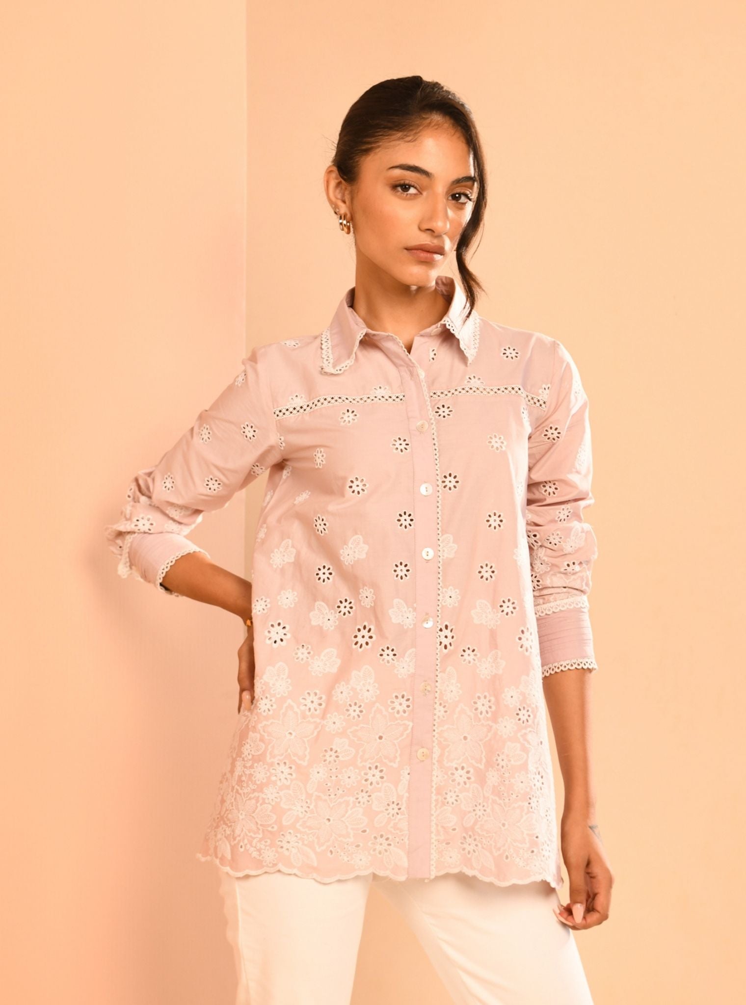 Bea Iconic Cotton Dusty Pink Shirt