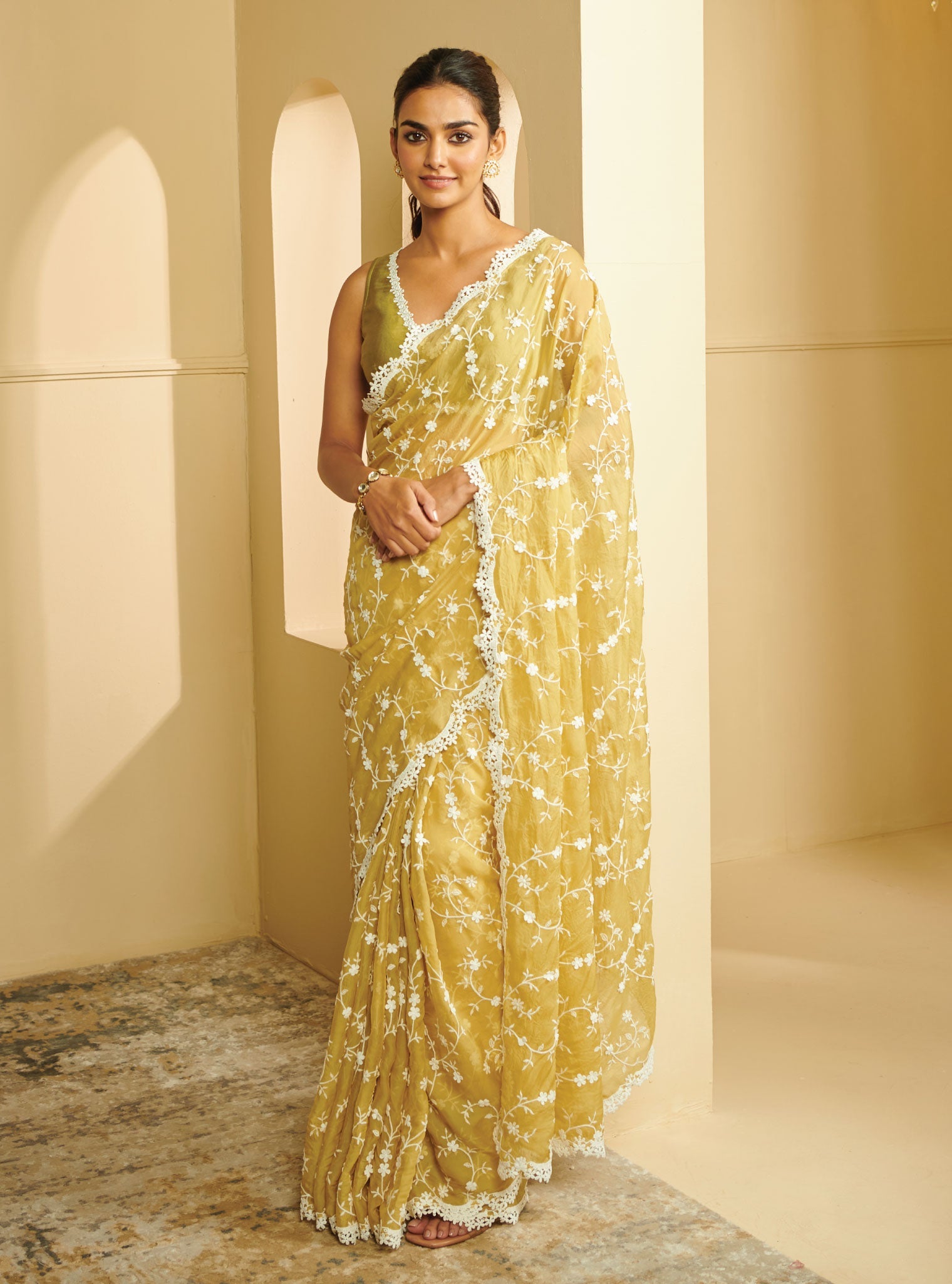 Satika Organza Green Saree