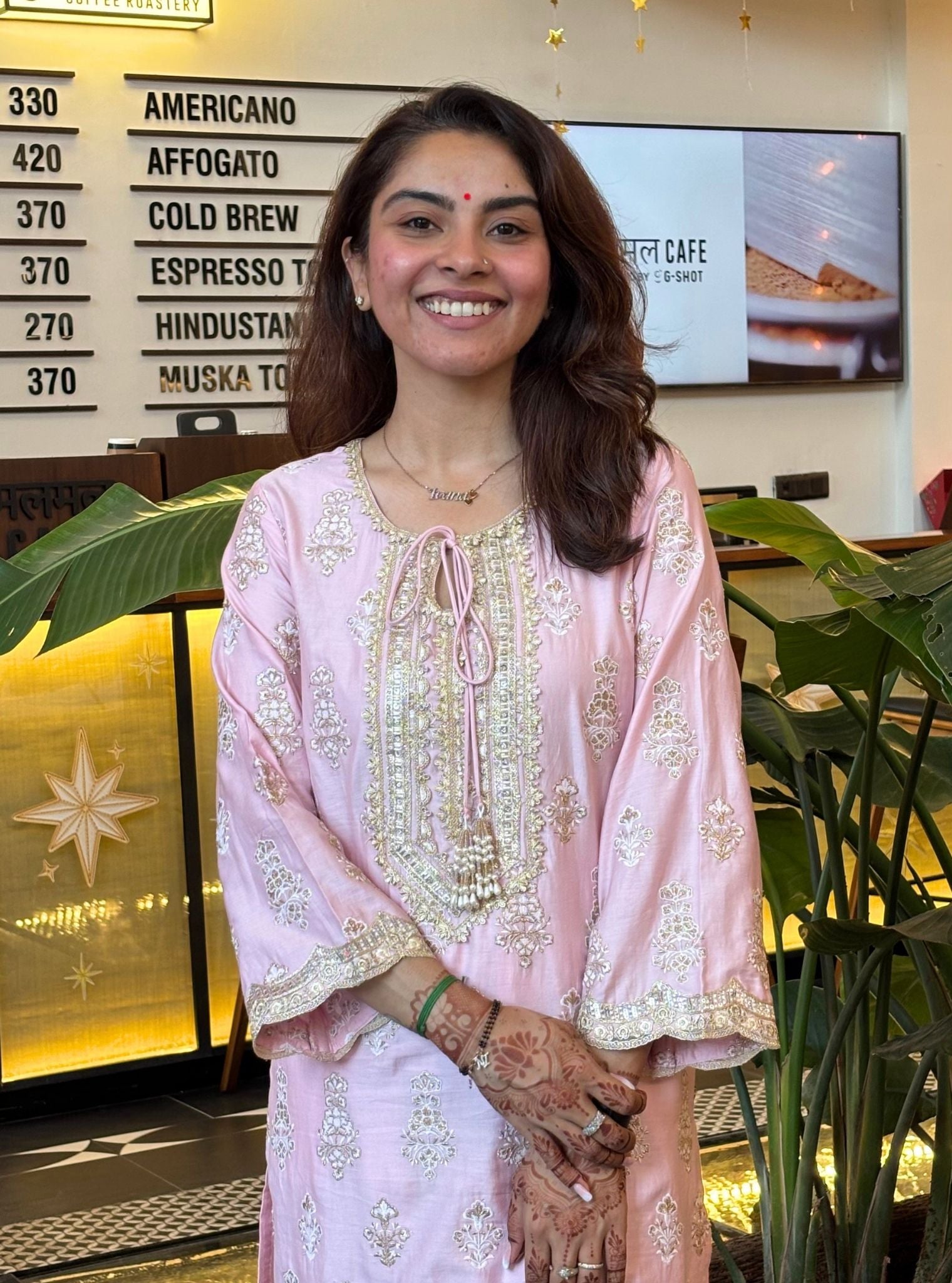 Intira Pima Satin Pink Kurta Set