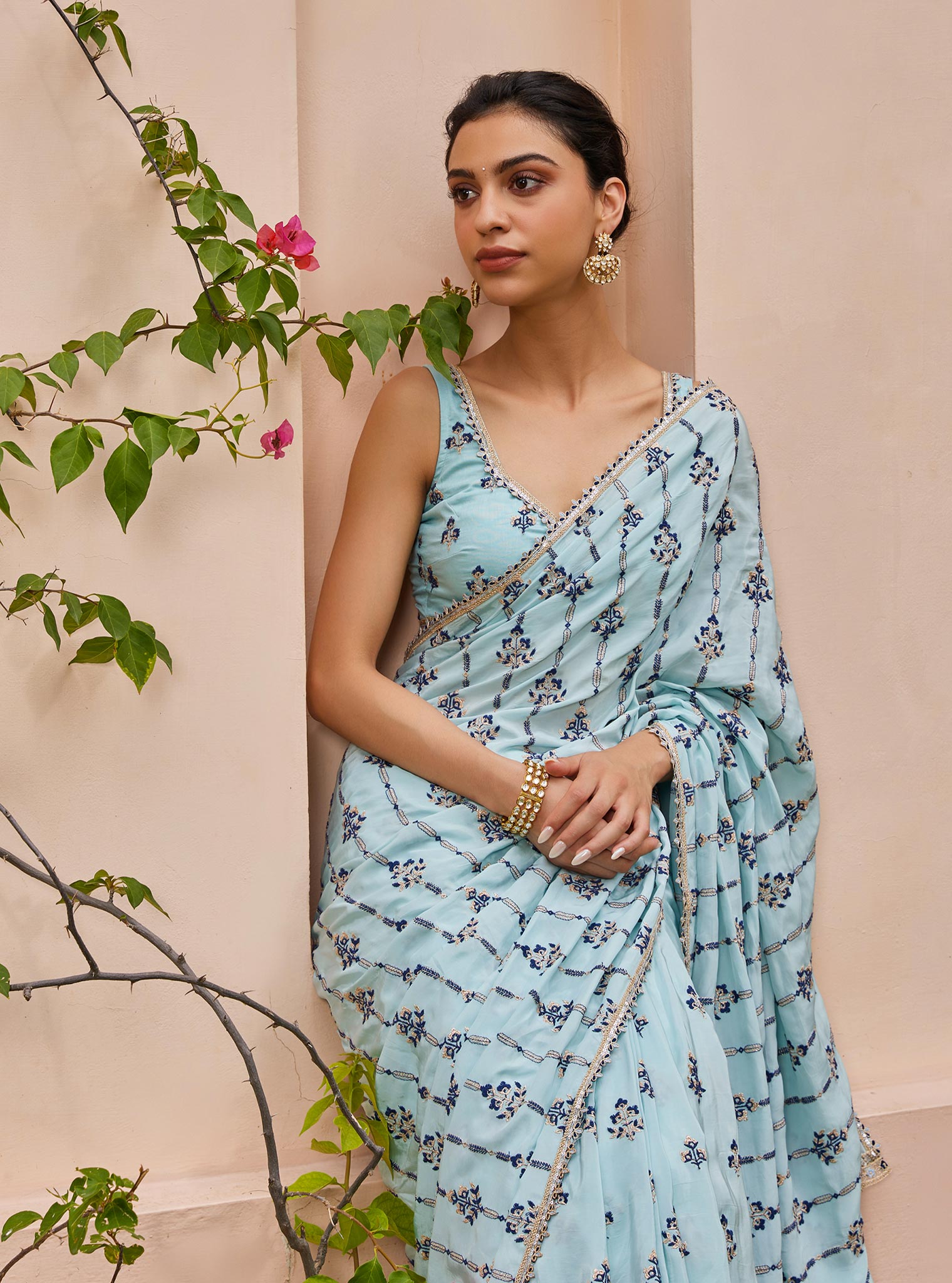 Dayika Crepe Blue Saree