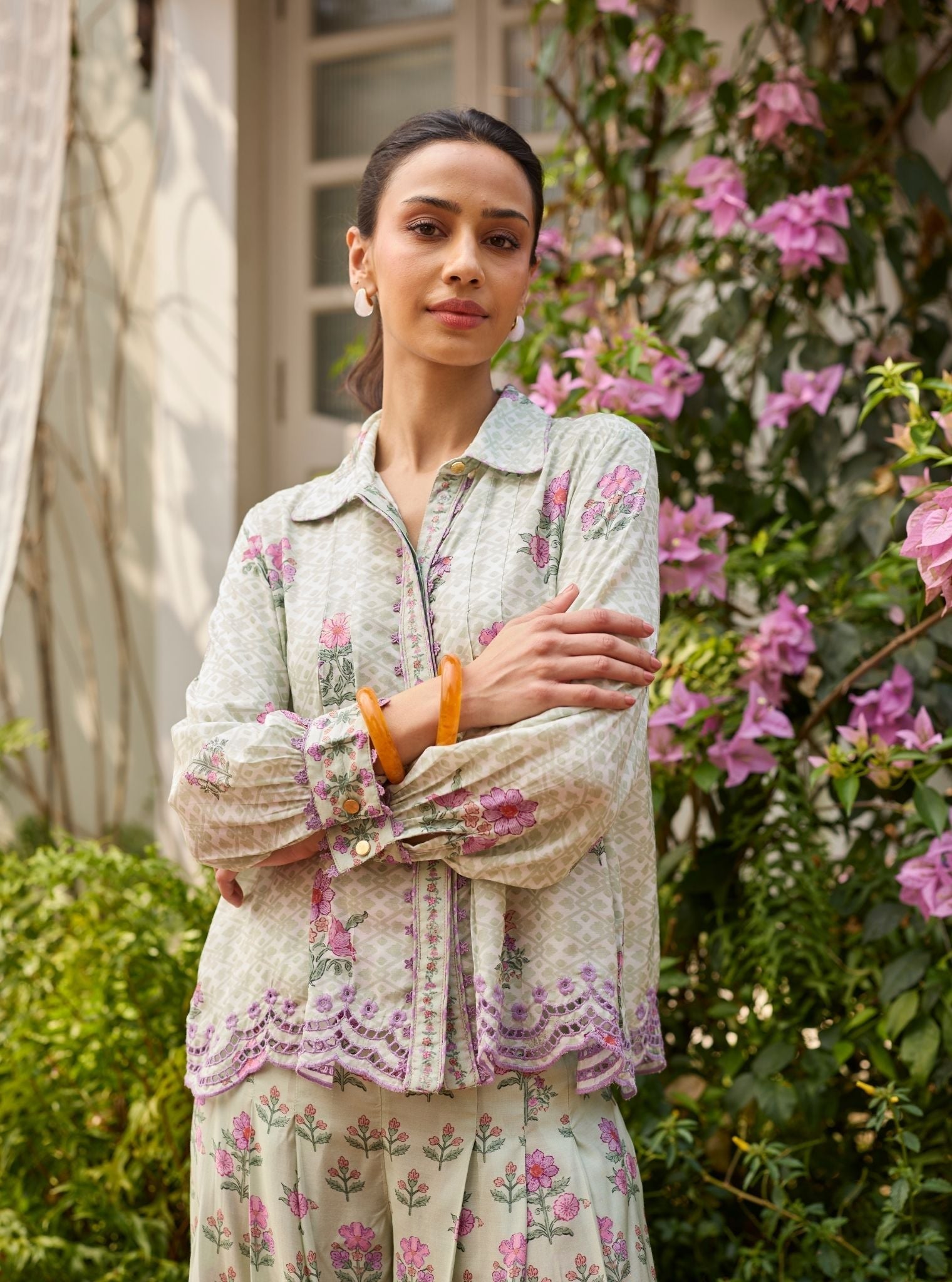 Evaya Lawn Green Co-ord Set
