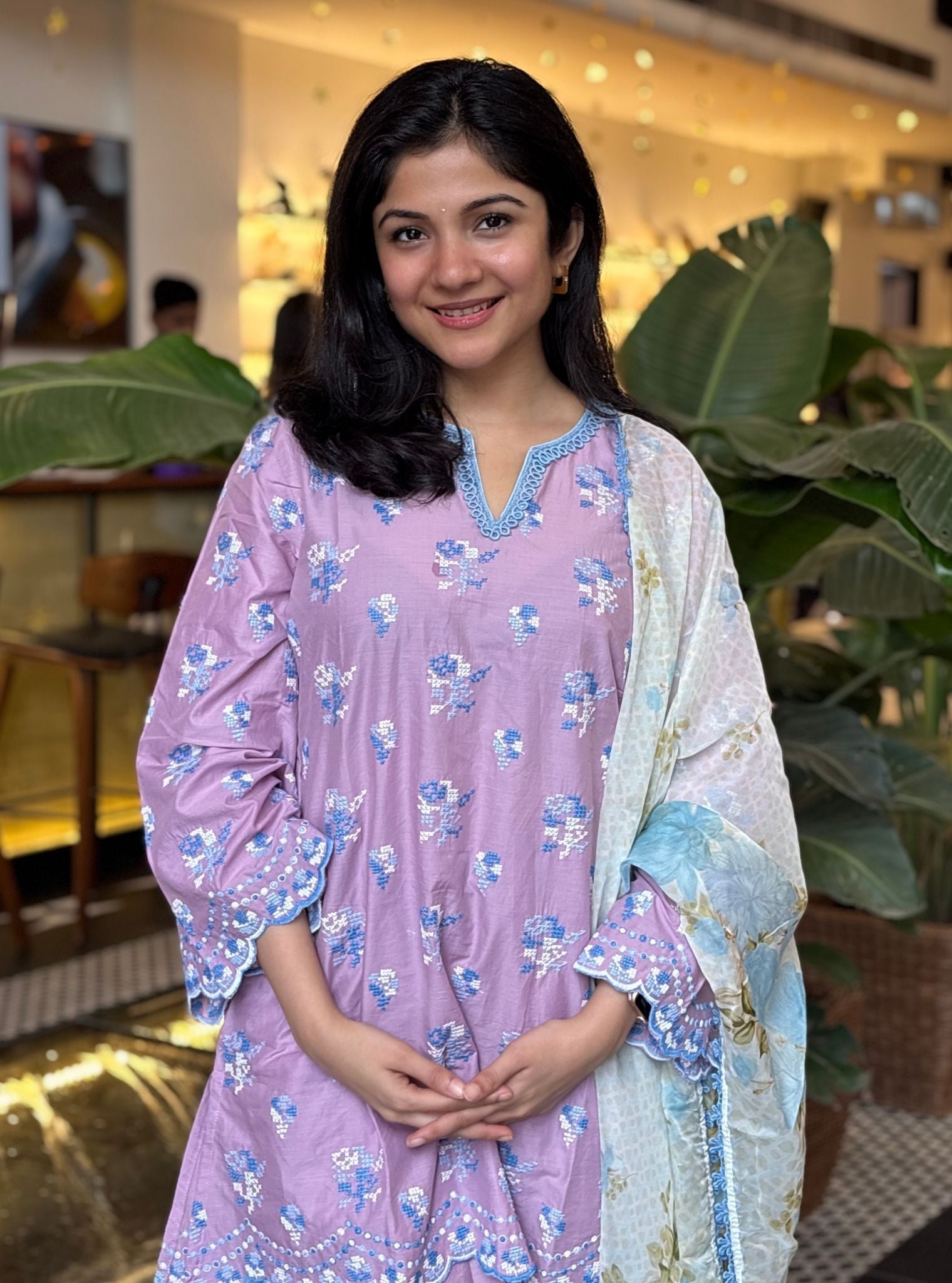 Aviya Supima Cotton Lilac Kurta With Farshi Salwar