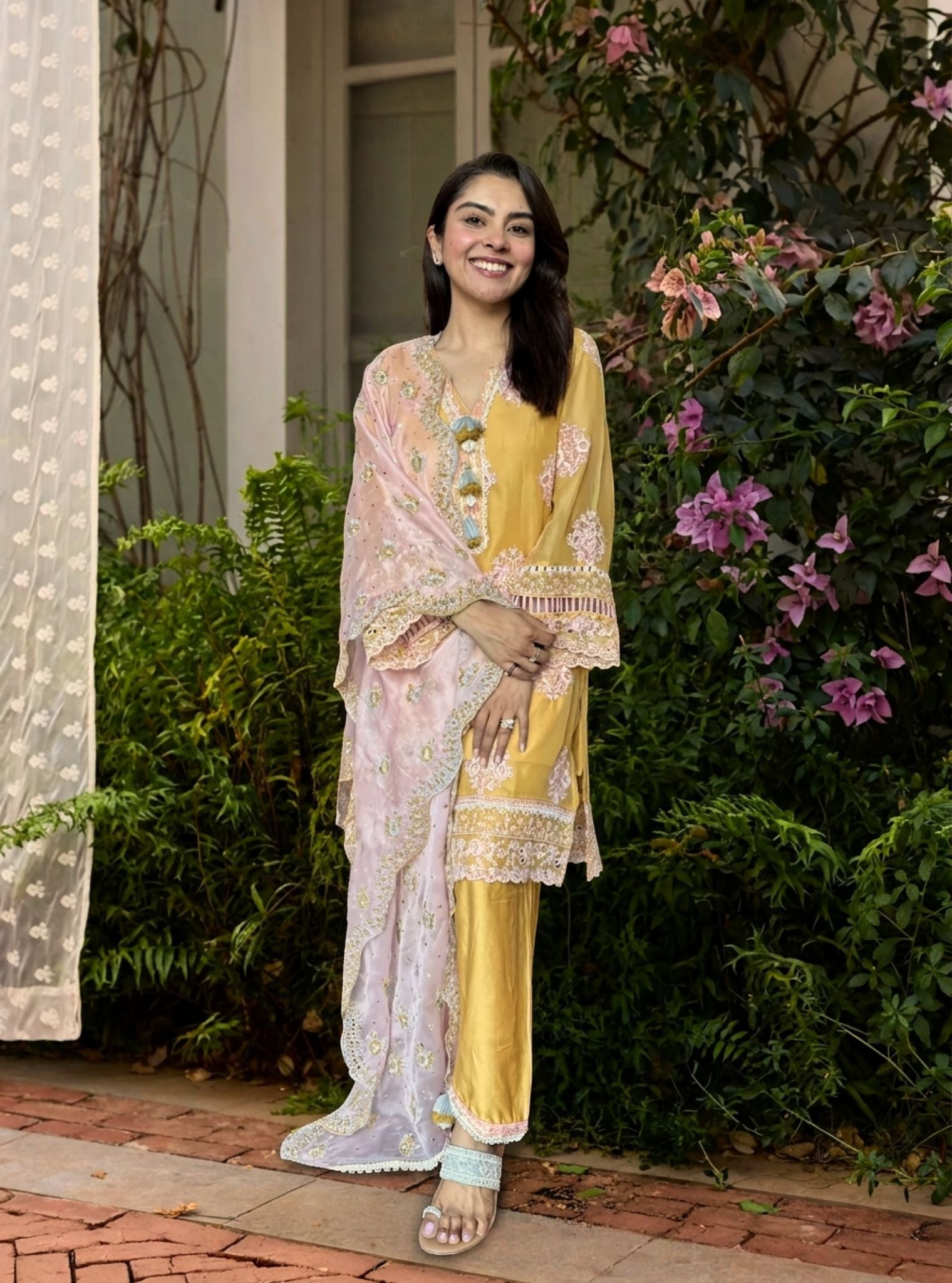 Suko Organza Yellow Kurta Set
