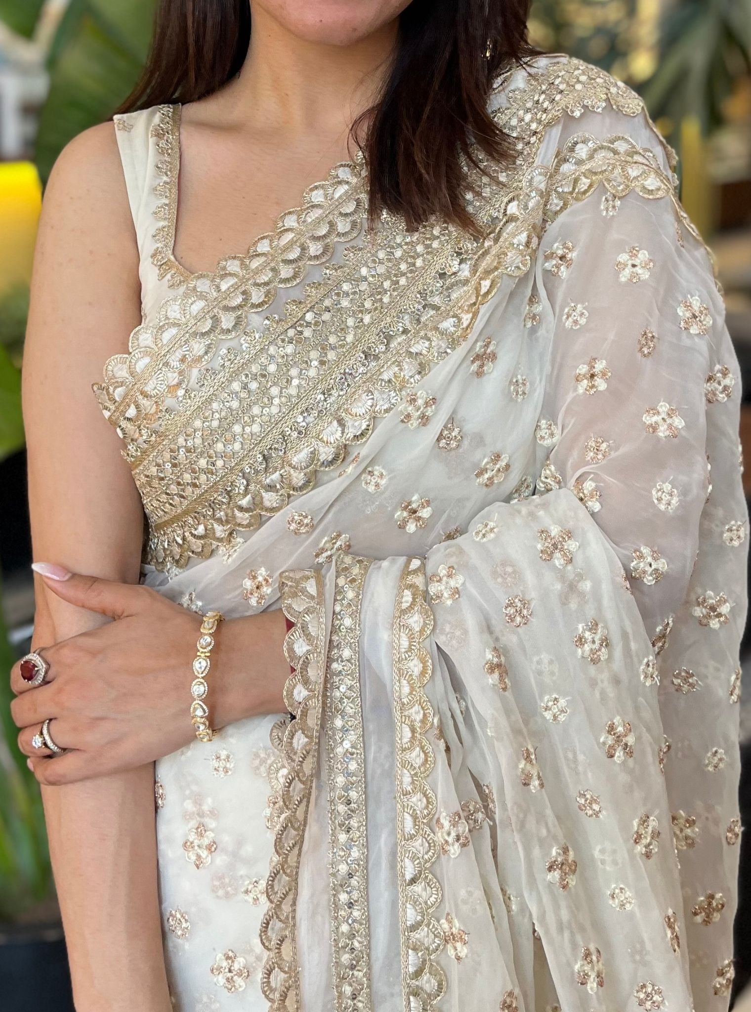 Claude Organza Off White Saree