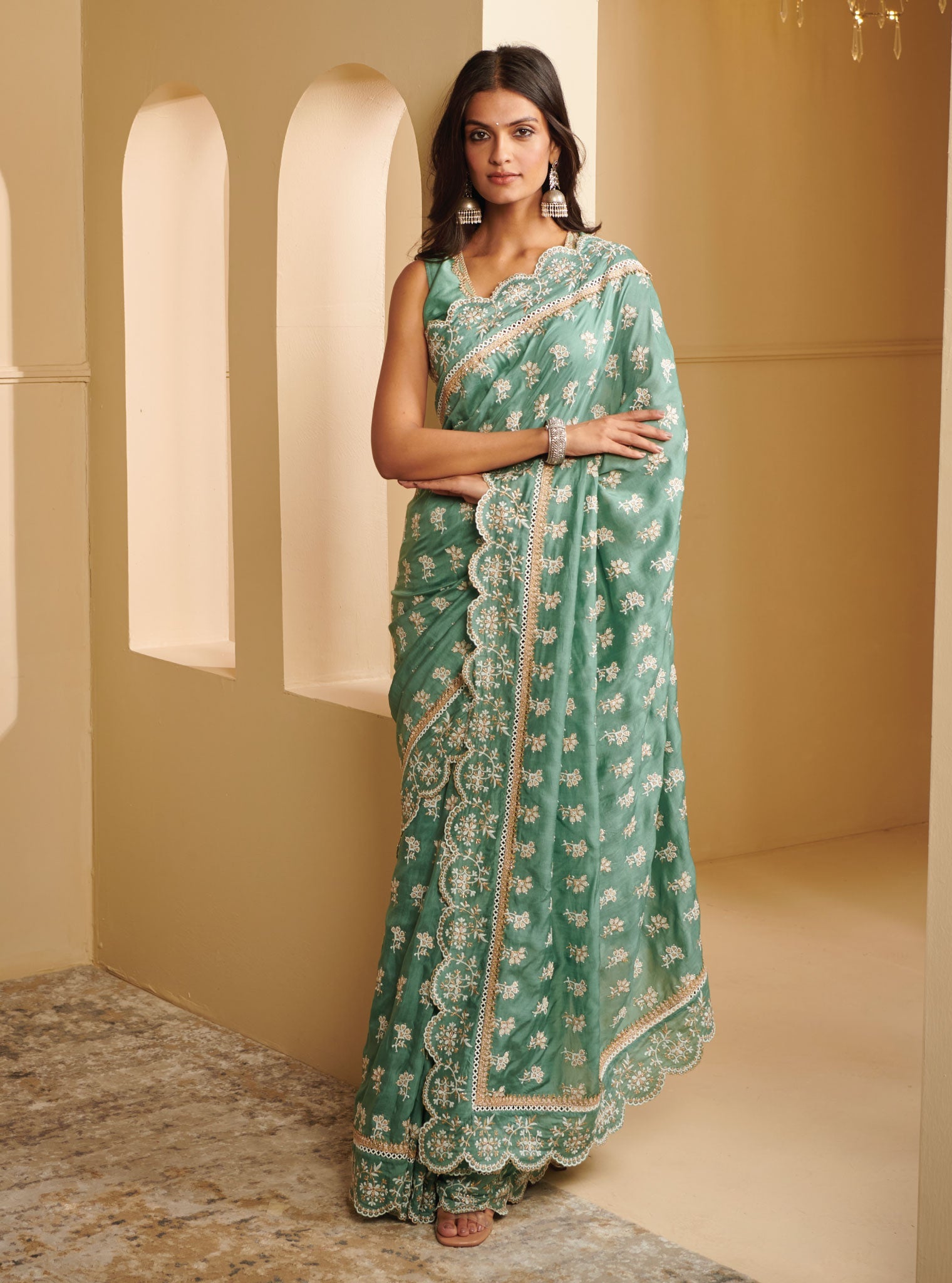 Nirvana Silk Teal Saree